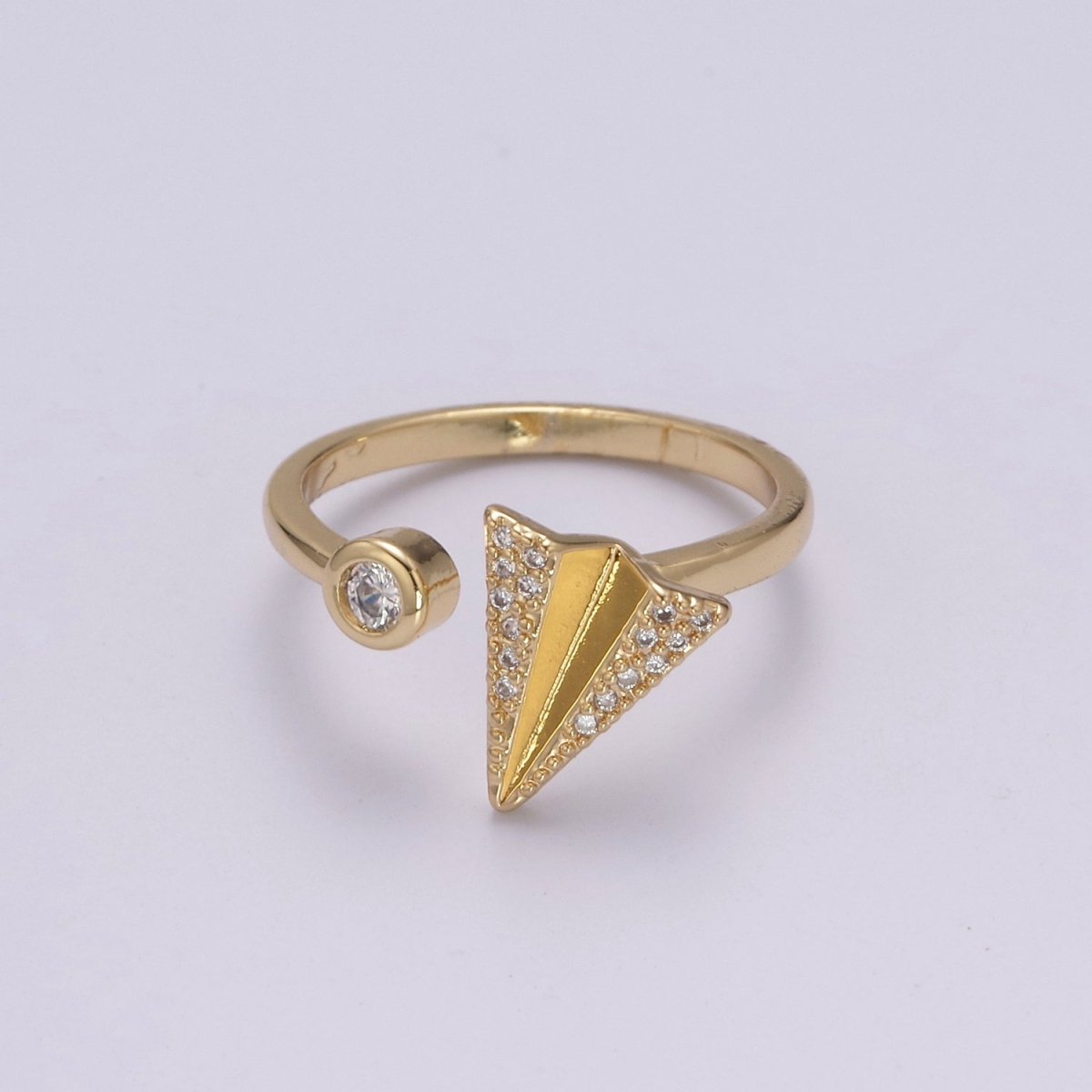 Dainty Cz Paper Plane Ring Round Cuff Ring Open Adjustable Airplane Travel Gold Ring U-161 U-162