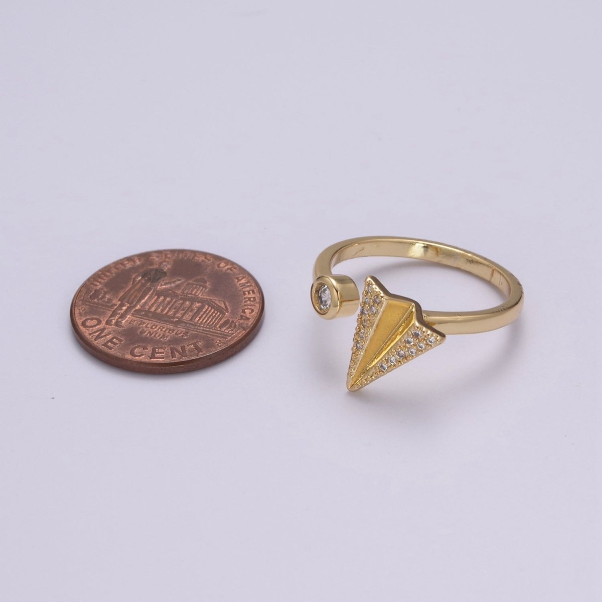 Dainty Cz Paper Plane Ring Round Cuff Ring Open Adjustable Airplane Travel Gold Ring U-161 U-162