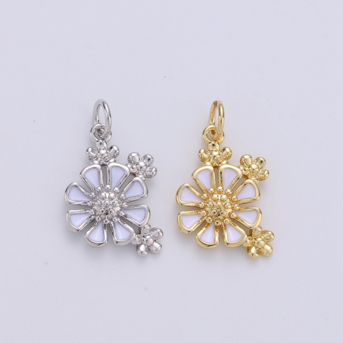 OS Dainty Daisy Charms Enamel Gold Plated for Bracelet Necklace Earring Component Summer Jewelry Flower Floral Pendant D-264 D-265