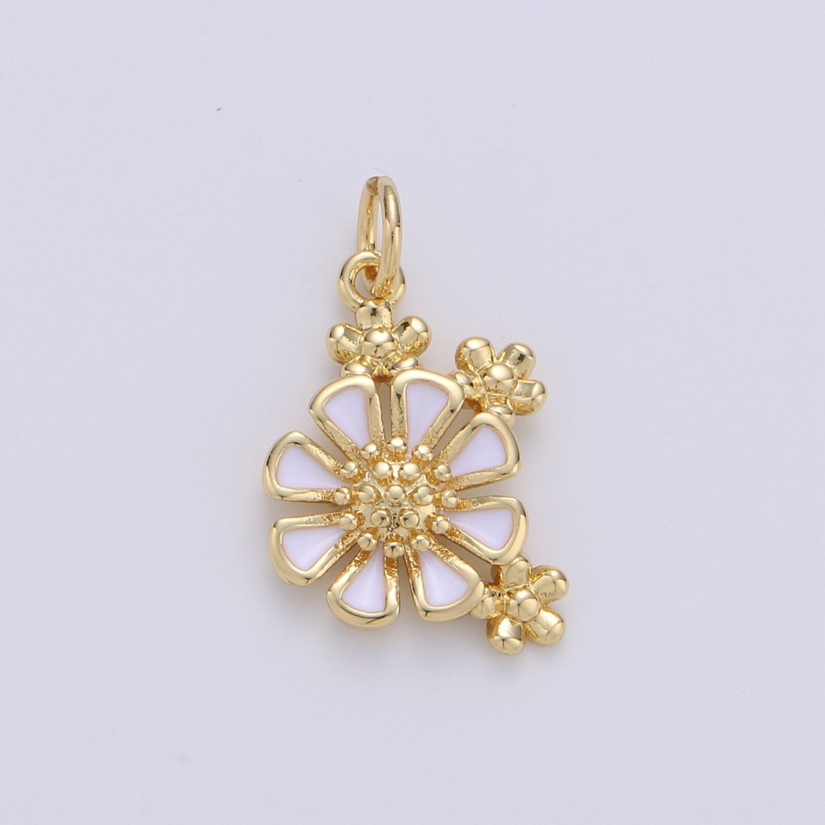OS Dainty Daisy Charms Enamel Gold Plated for Bracelet Necklace Earring Component Summer Jewelry Flower Floral Pendant D-264 D-265