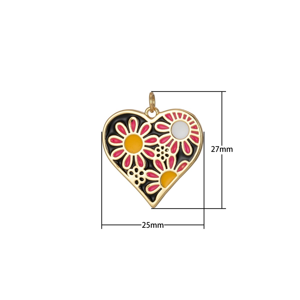 Dainty Daisy Flower Charm Enamel Heart Pendant Retro Design Inspired E-933 - E-936