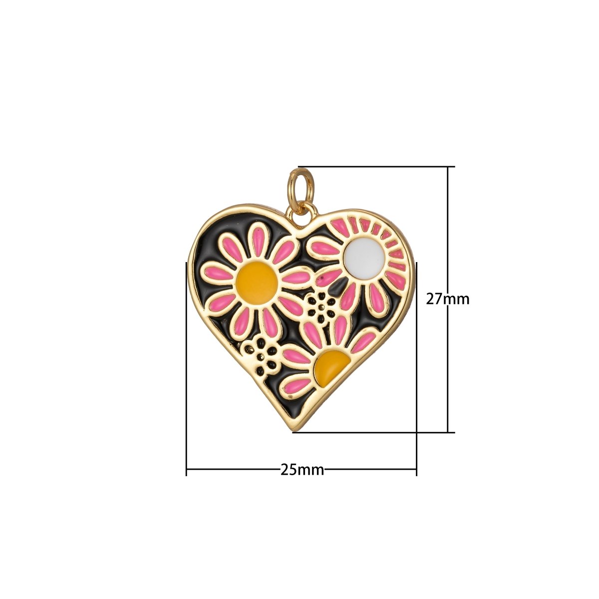 Dainty Daisy Flower Charm Enamel Heart Pendant Retro Design Inspired E-933 - E-936