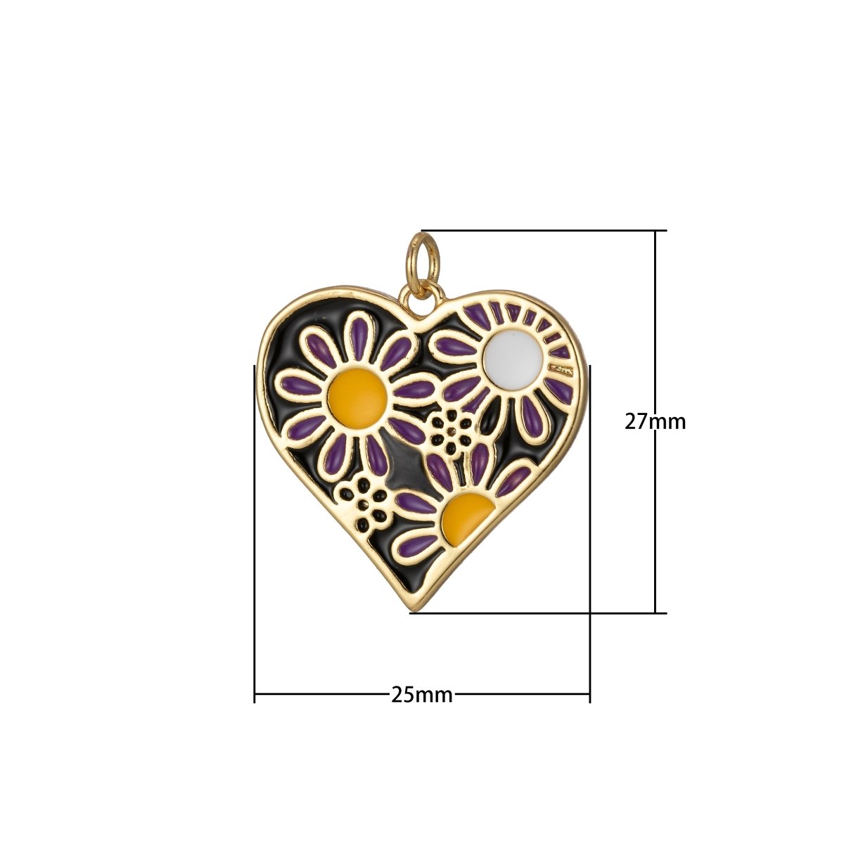 Dainty Daisy Flower Charm Enamel Heart Pendant Retro Design Inspired E-933 - E-936