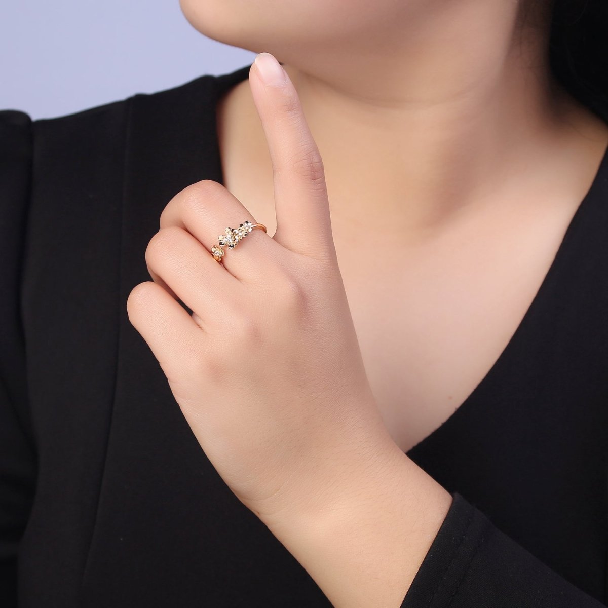 Dainty Daisy Ring in Gold Filled Silver Open Adjustable Flower Ring U-495 U-496