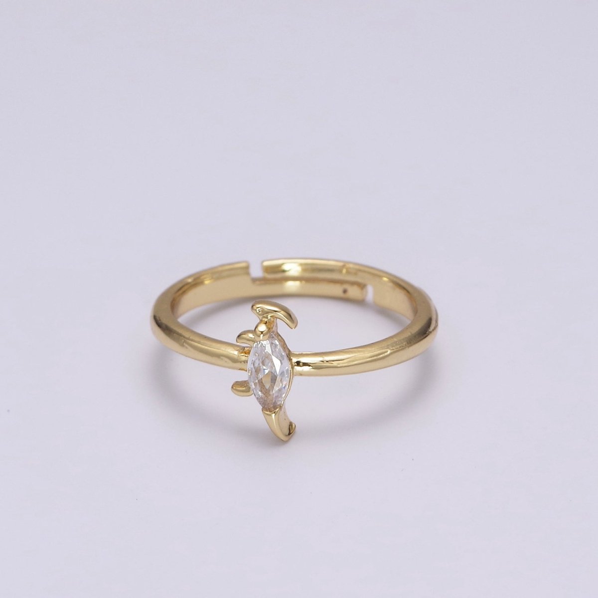 Dainty Dino Ring • Minimalist Dinosaurus Ring • Gold Open Adjustable Ring Cute Kawaii Dino U-151 ~ U-158