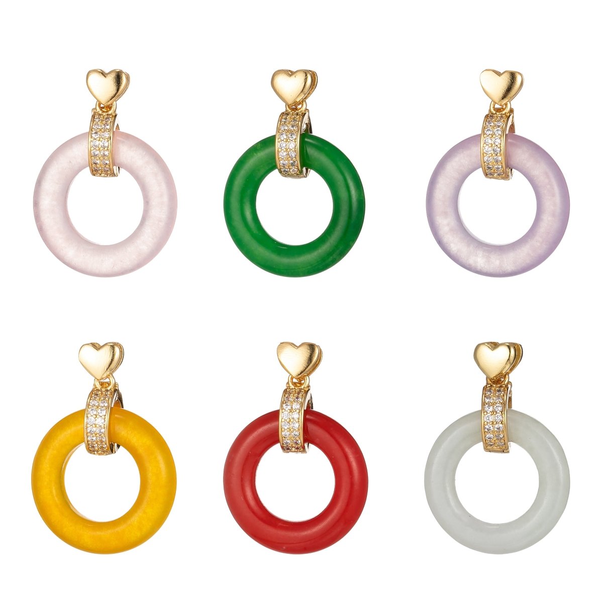 Dainty Donut Charm Pendant Acrylic Glass Dangle Charm J-852 J-853 J-854 J-855 J-856