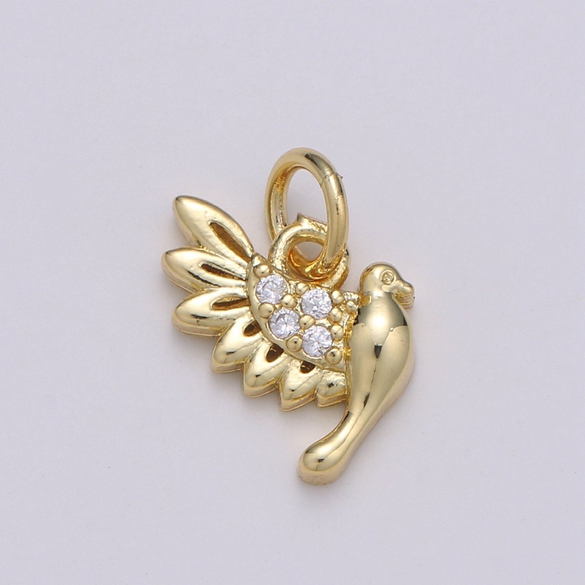 Dainty Dove Charm 14K Gold Filled Bird Charm- Mini Dove Charm for Bracelet Necklace Earring Jewelry Component D-801 - DLUXCA