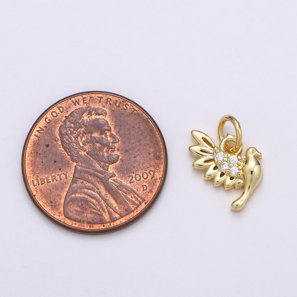 Dainty Dove Charm 14K Gold Filled Bird Charm- Mini Dove Charm for Bracelet Necklace Earring Jewelry Component D-801 - DLUXCA