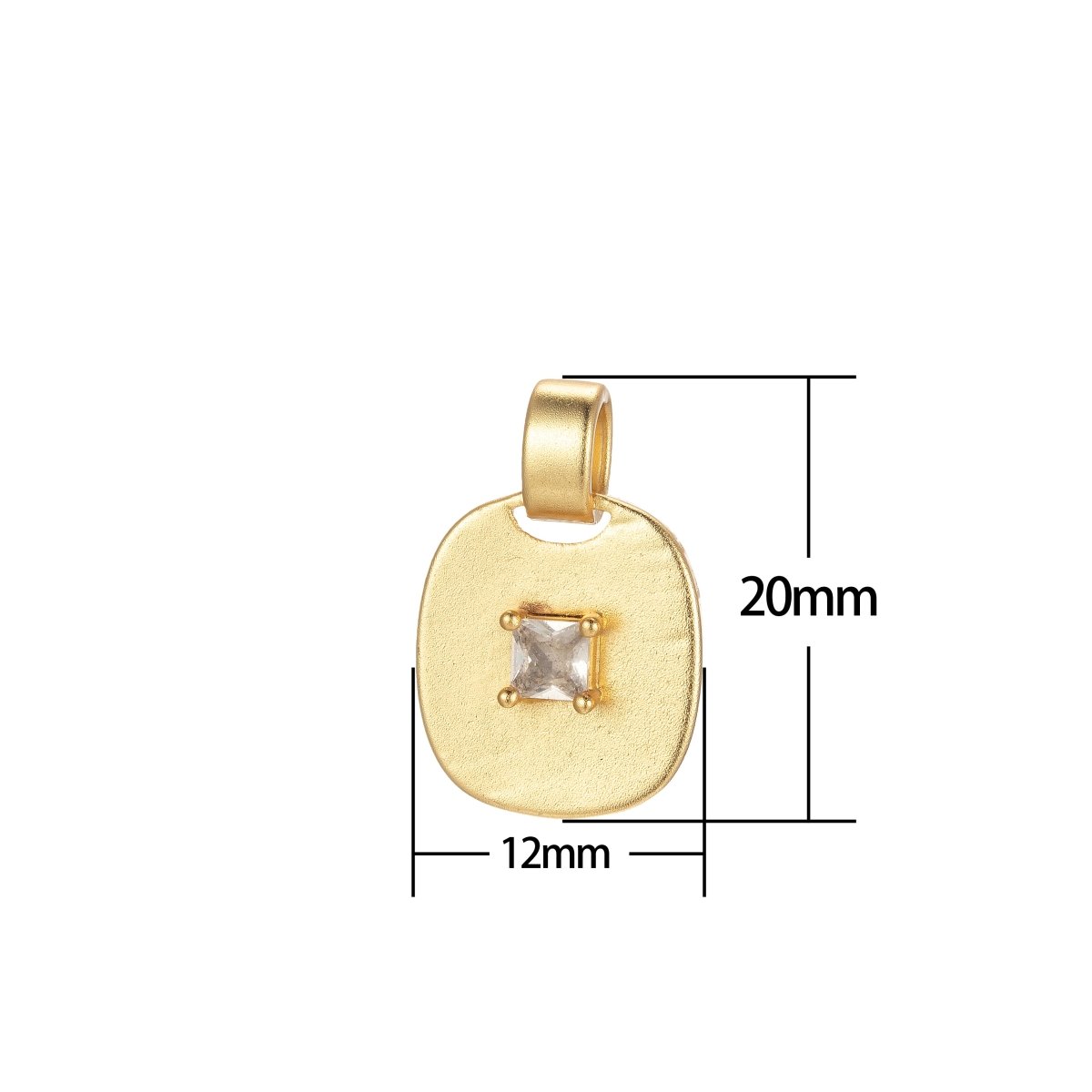 Dainty Emerald Green, Red, Clear CZ Square Gold Medallion Charm Tiny Small Pendant Tag Charm, Bracelet Necklace Earring Finding J-850