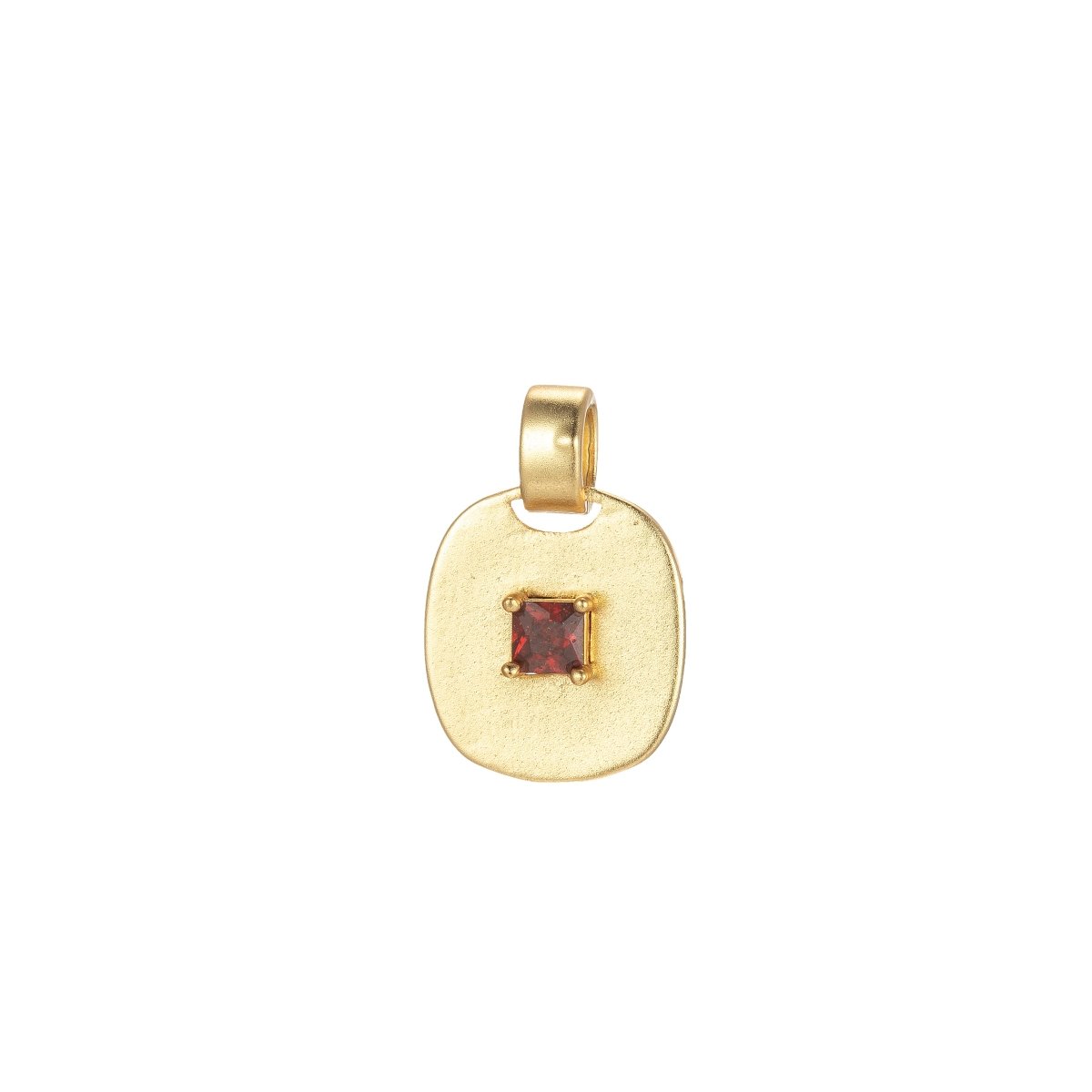 Dainty Emerald Green, Red, Clear CZ Square Gold Medallion Charm Tiny Small Pendant Tag Charm, Bracelet Necklace Earring Finding J-850