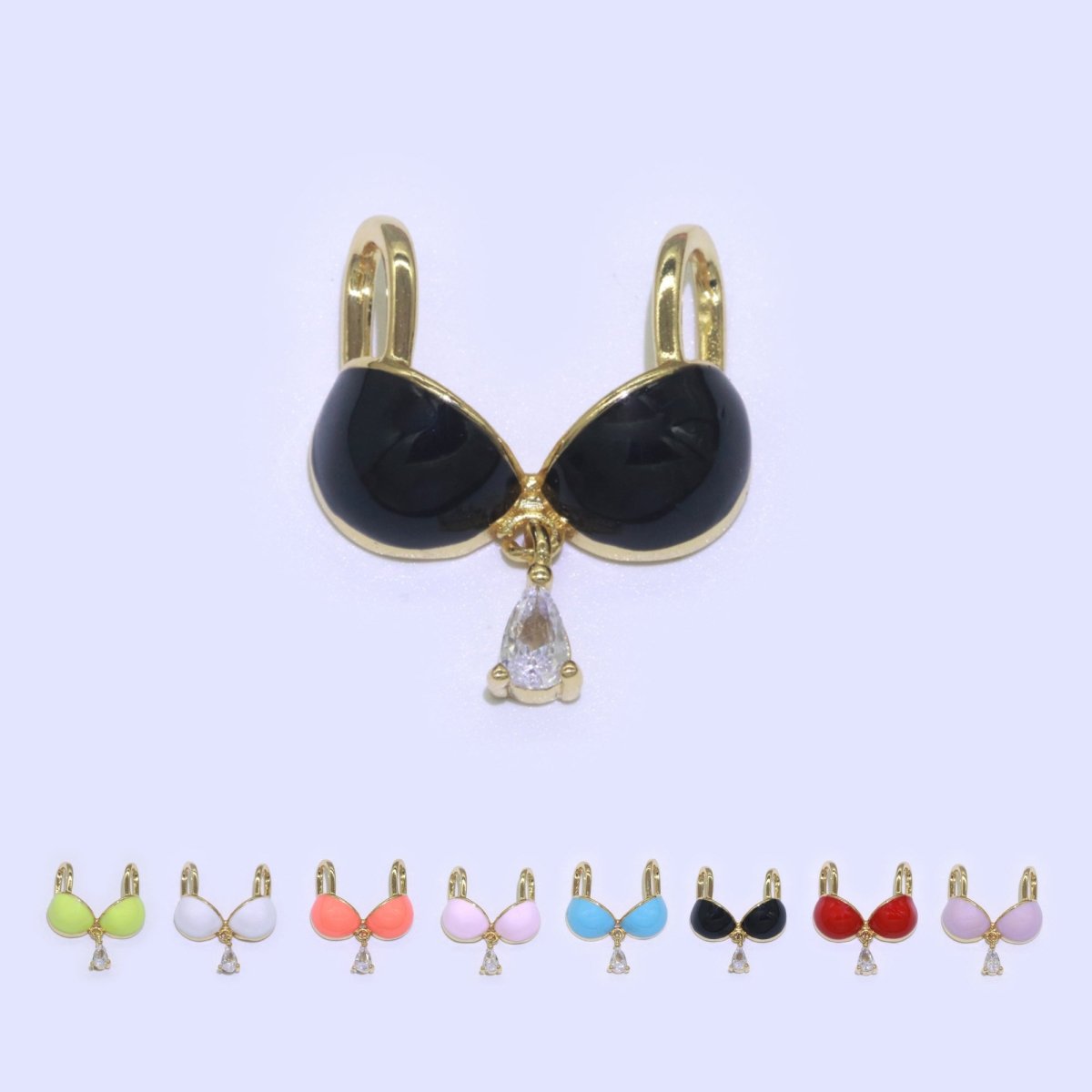 Dainty Enamel Bra Charm Cubic Dangle Tear Drop Shape Pendant 14K Gold Filled Bikini Charm for Statement Minimalist Necklace for Women F-884~F-891