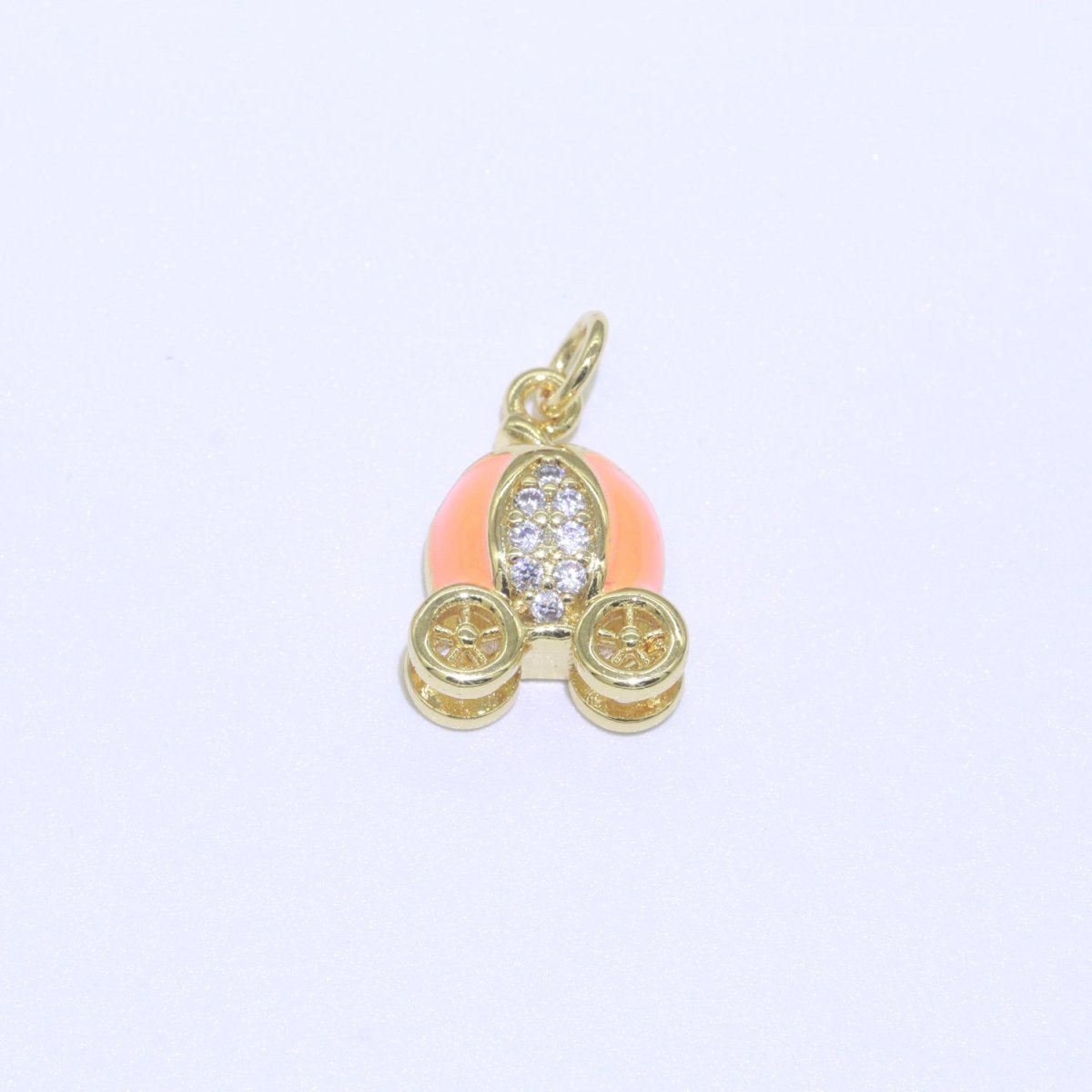 Dainty Enamel Carriage Charm Cinderella Carriage Charm, Pumpkin Necklace Pendant for Kids Jewelry Inspired Pink Green Orange Purple Charm M-339-M-346