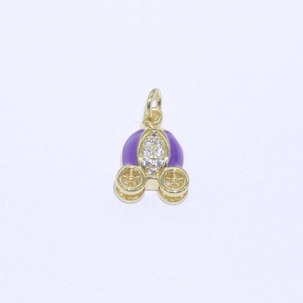 Dainty Enamel Carriage Charm Cinderella Carriage Charm, Pumpkin Necklace Pendant for Kids Jewelry Inspired Pink Green Orange Purple Charm M-339-M-346