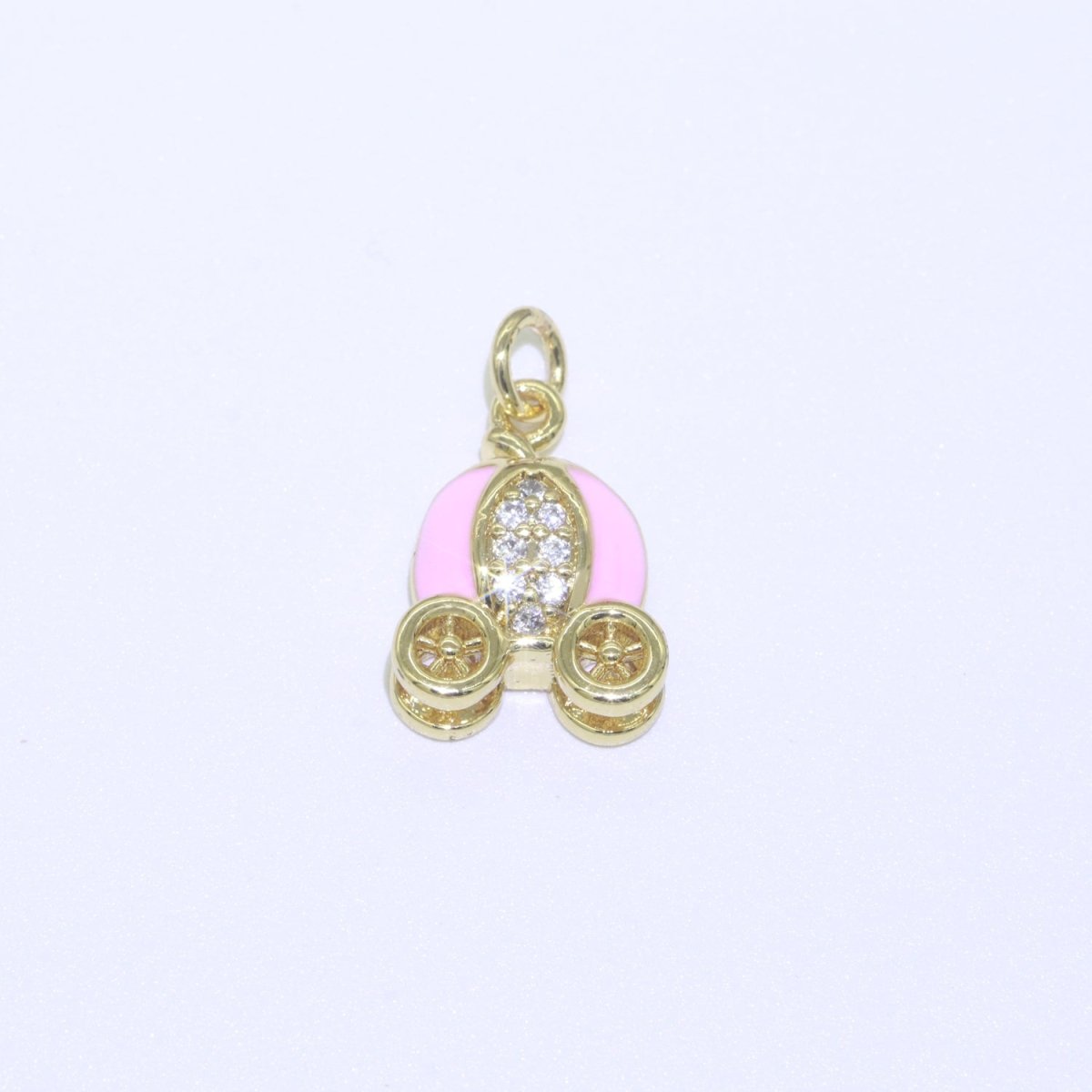Dainty Enamel Carriage Charm Cinderella Carriage Charm, Pumpkin Necklace Pendant for Kids Jewelry Inspired Pink Green Orange Purple Charm M-339-M-346