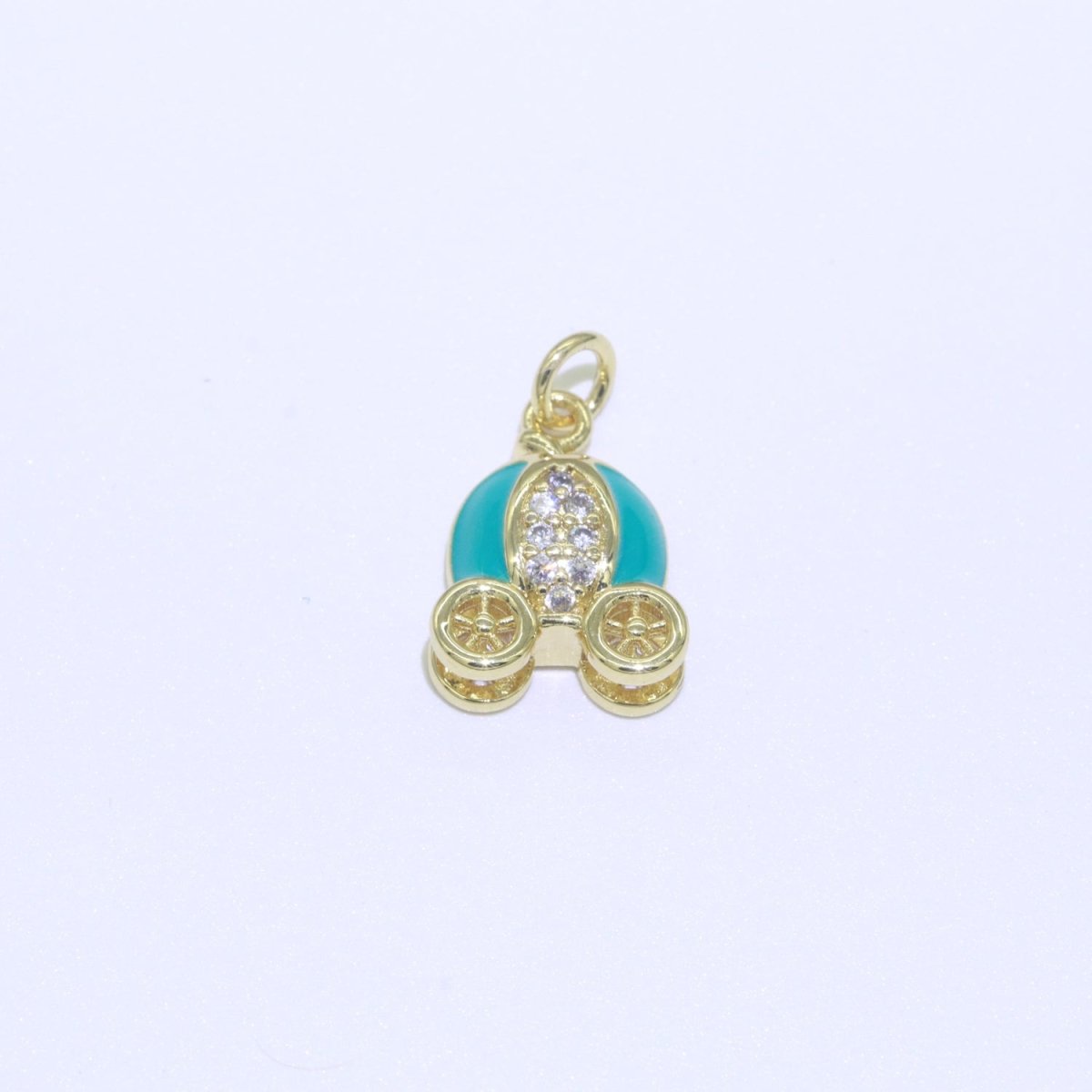 Dainty Enamel Carriage Charm Cinderella Carriage Charm, Pumpkin Necklace Pendant for Kids Jewelry Inspired Pink Green Orange Purple Charm M-339-M-346