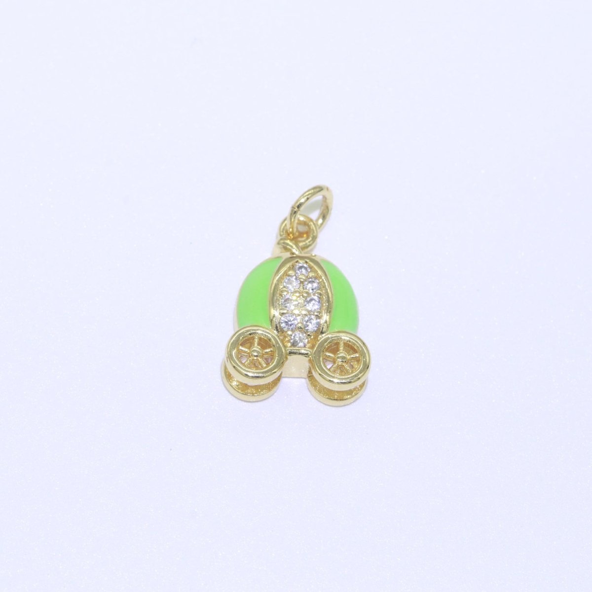 Dainty Enamel Carriage Charm Cinderella Carriage Charm, Pumpkin Necklace Pendant for Kids Jewelry Inspired Pink Green Orange Purple Charm M-339-M-346