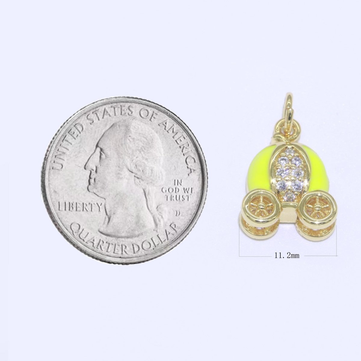 Dainty Enamel Carriage Charm Cinderella Carriage Charm, Pumpkin Necklace Pendant for Kids Jewelry Inspired Pink Green Orange Purple Charm M-339-M-346