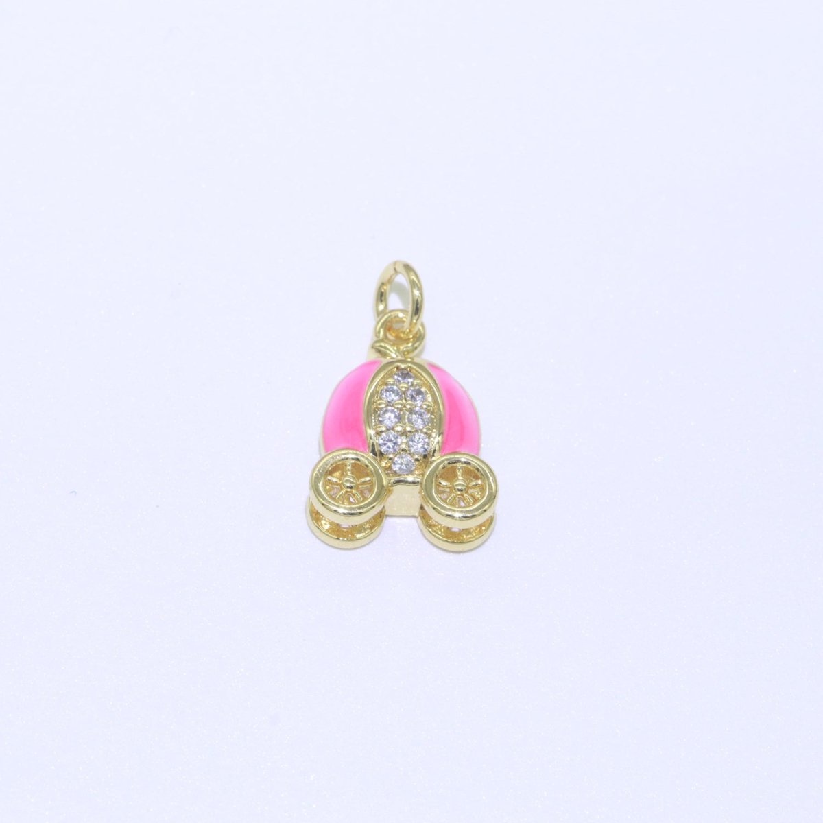 Dainty Enamel Carriage Charm Cinderella Carriage Charm, Pumpkin Necklace Pendant for Kids Jewelry Inspired Pink Green Orange Purple Charm M-339-M-346
