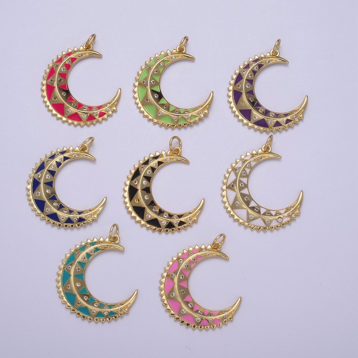 Dainty Enamel Crescent Moon Charm, Celestial Jewelry Gold Moon Pendant, 14K Gold Filled Moon Charm Pendant for Necklace Bracelet Charm Supply