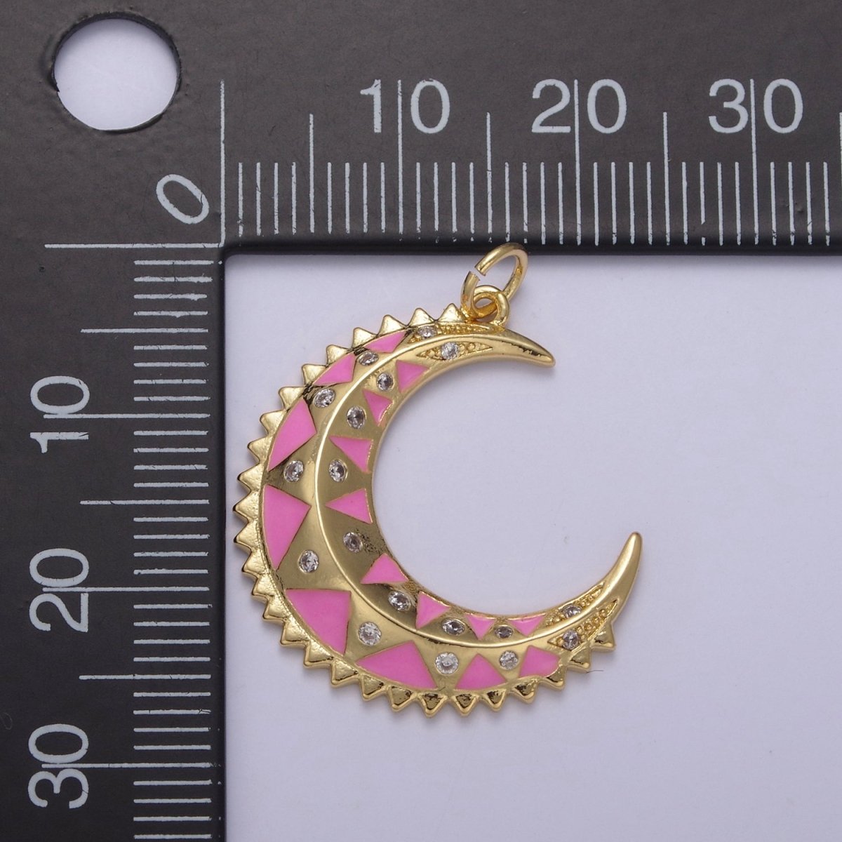 Dainty Enamel Crescent Moon Charm, Celestial Jewelry Gold Moon Pendant, 14K Gold Filled Moon Charm Pendant for Necklace Bracelet Charm Supply