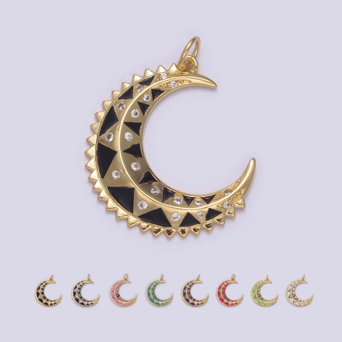 Dainty Enamel Crescent Moon Charm, Celestial Jewelry Gold Moon Pendant, 14K Gold Filled Moon Charm Pendant for Necklace Bracelet Charm Supply