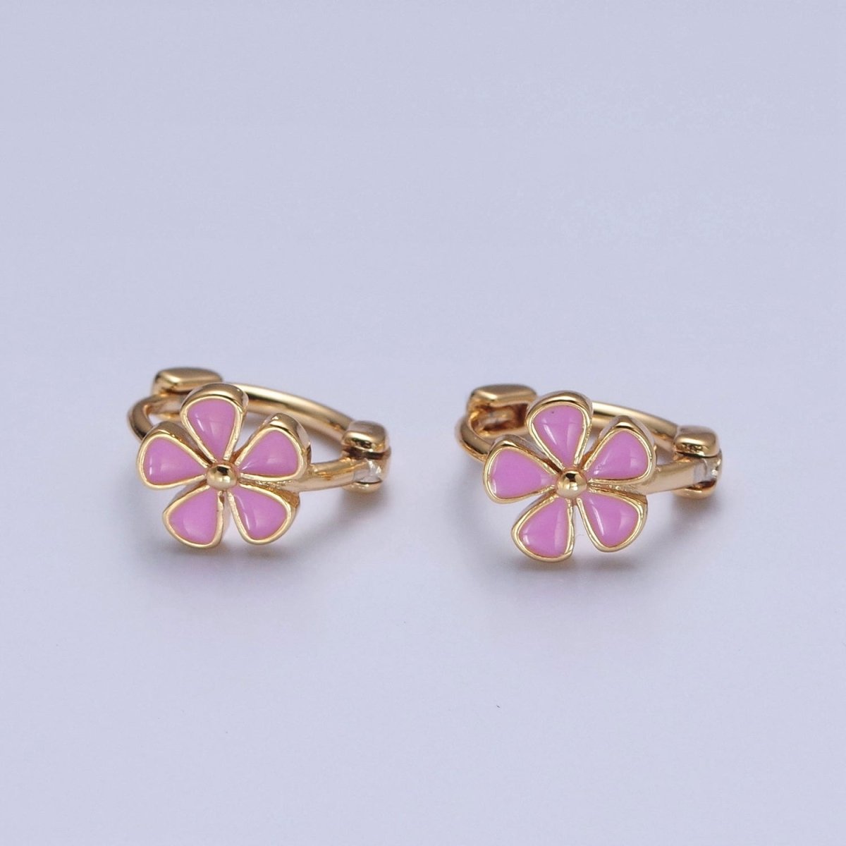 Dainty Enamel Flower Huggie Earring Red Pink Daisy Earring T-445 T-446