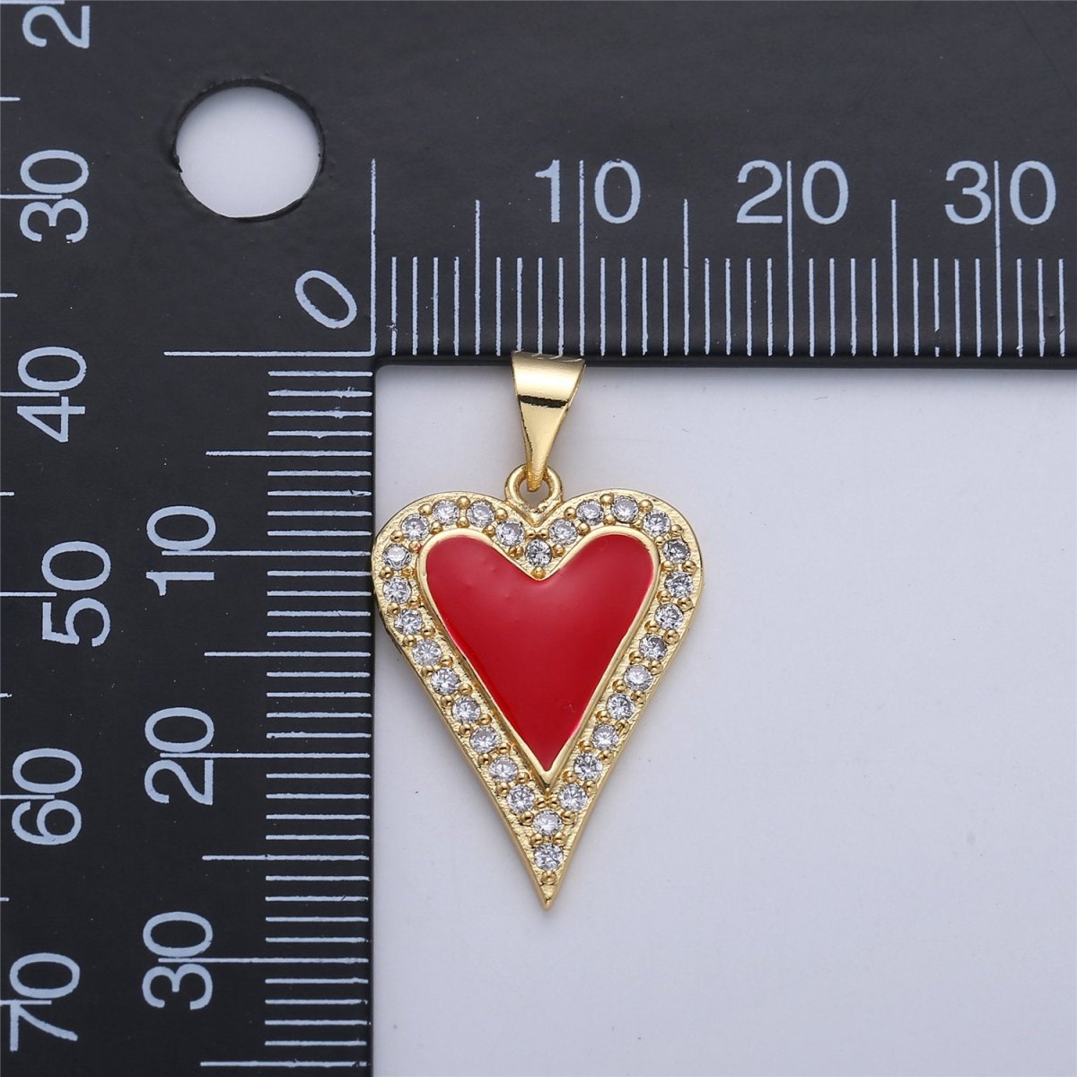 Dainty Enamel Red heart Pendant, Pink, Red, White Heart CZ Micro Pave Gold Filled Heart pendant, Enamel pendant, Enamel Jewelry Supply I-166