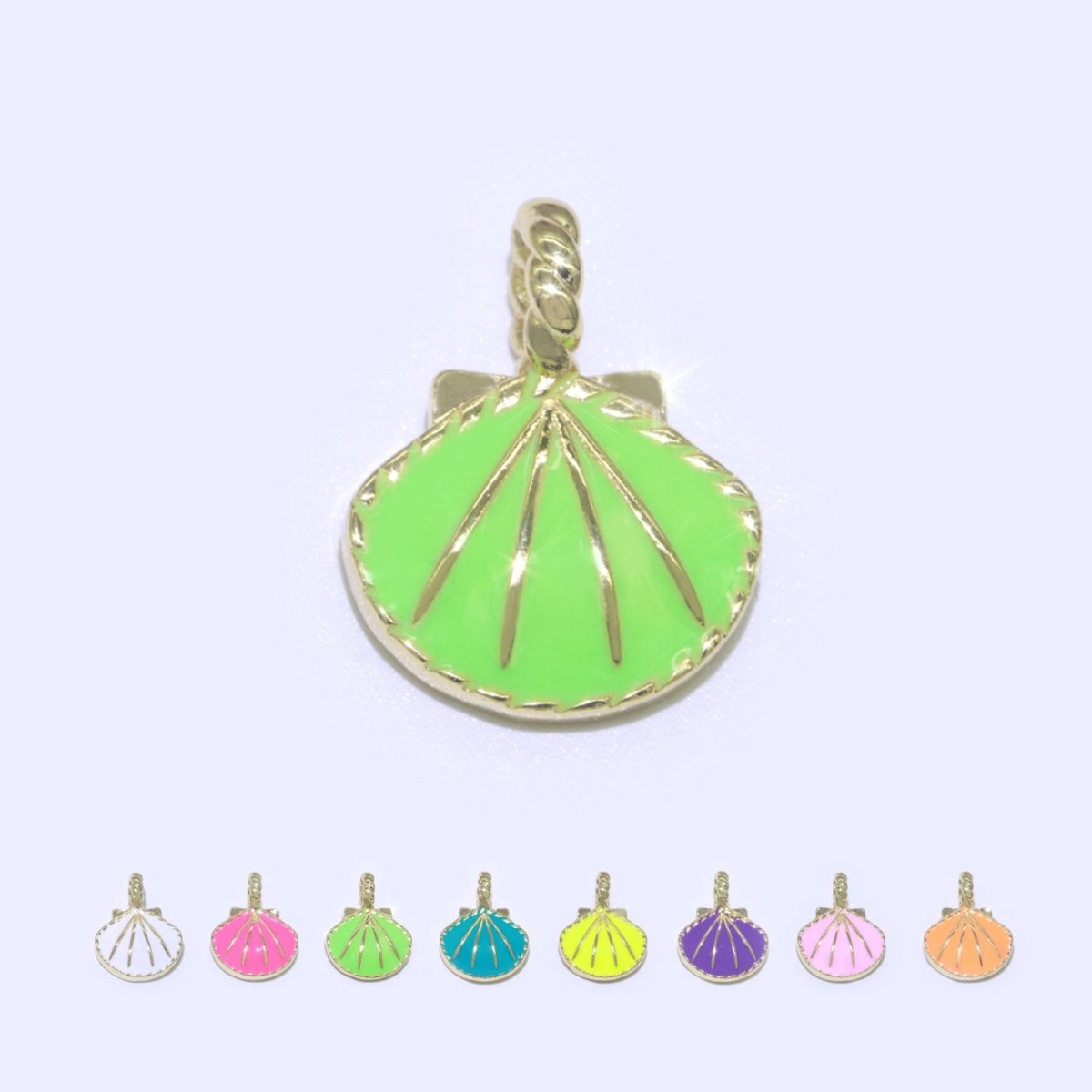 Dainty Enamel Sea Shell Charm, Seashell Charm, Oyster Necklace Pendant, Under the sea Beach Jewelry Inspired Pink Green Orange Purple Charm J-870~J-877