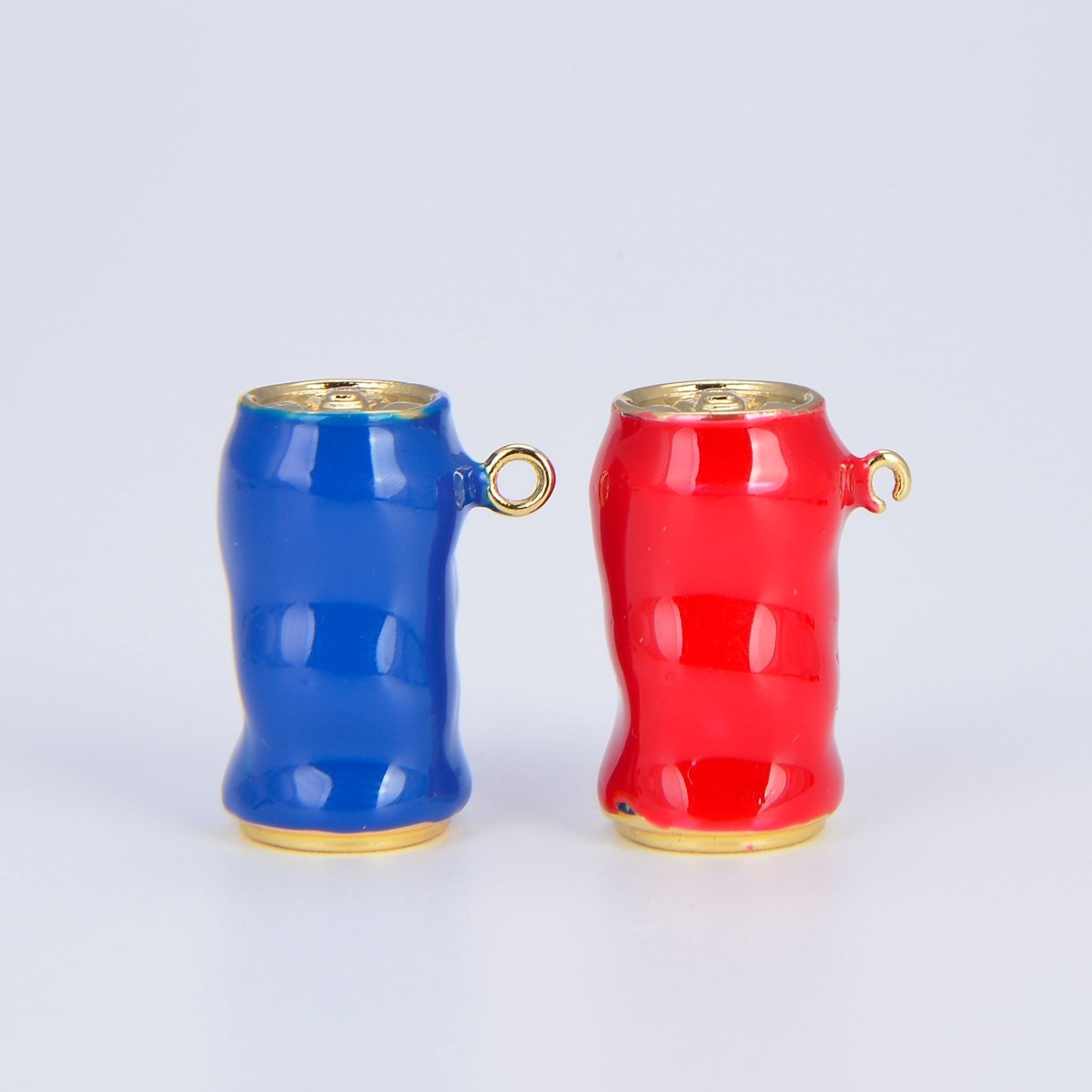 Dainty Enamel Soda Can Bead Spacer Red Blue Can Barrell Charm Bead for Bracelet Beaded Component E-815 E-816