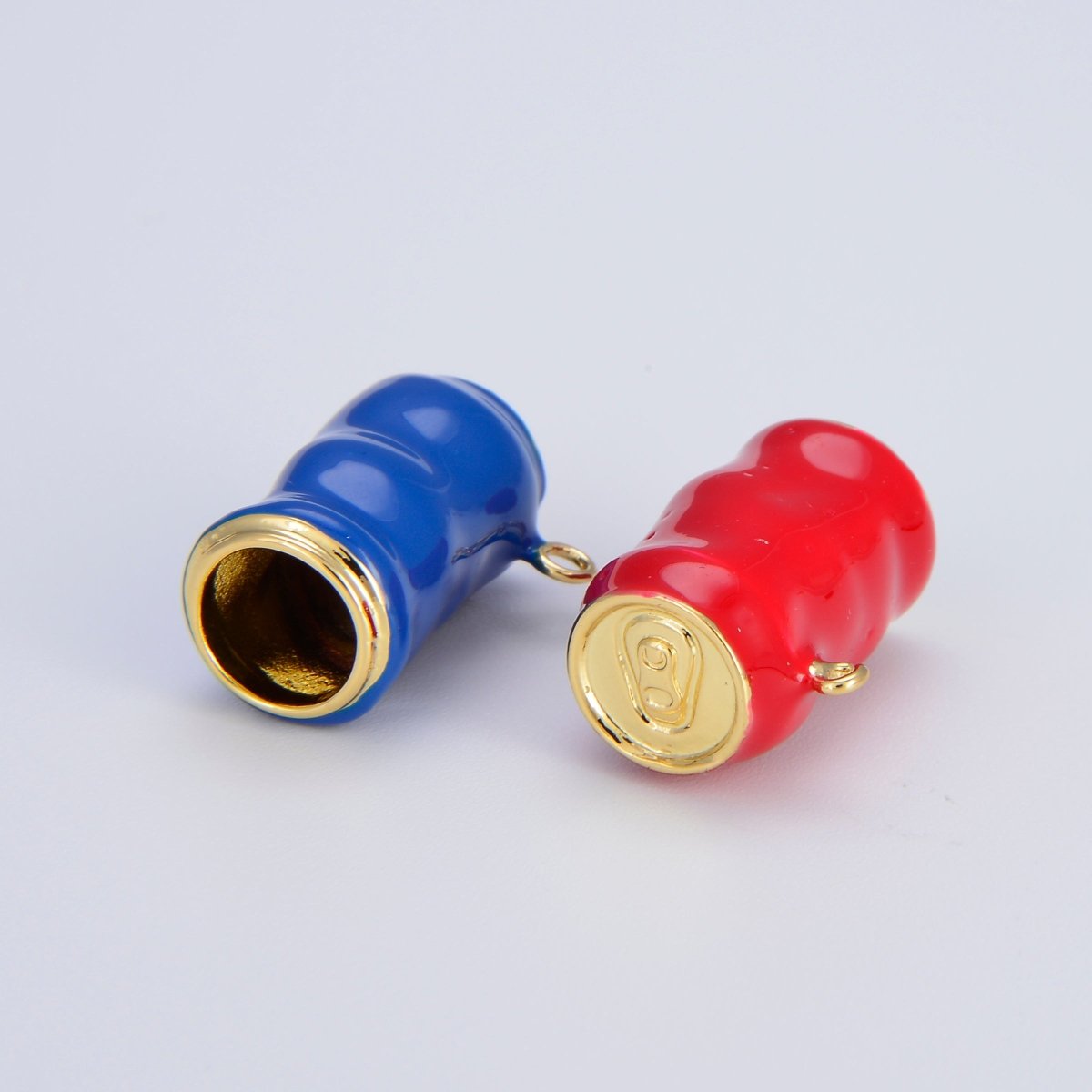 Dainty Enamel Soda Can Bead Spacer Red Blue Can Barrell Charm Bead for Bracelet Beaded Component E-815 E-816
