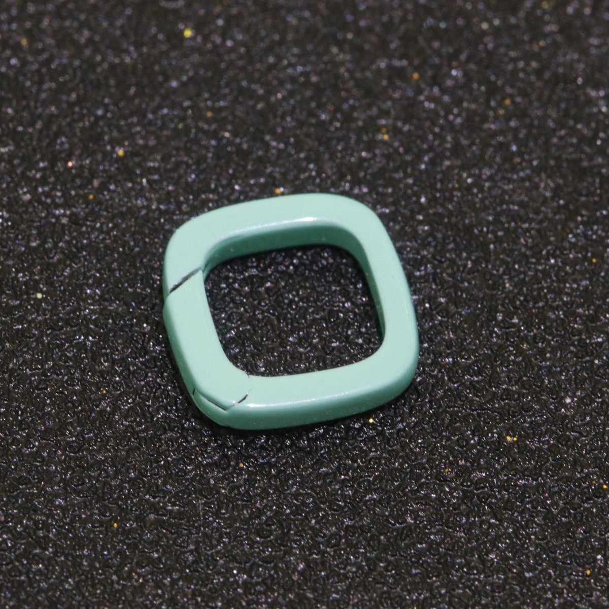 Dainty Enamel Spring Gate Ring, Push Gate ring, 12mm Square Ring, Charm Holder Pink Green Red Clasp for Link Connector Clasp L-410~L-418
