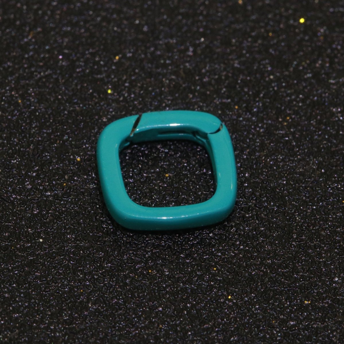 Dainty Enamel Spring Gate Ring, Push Gate ring, 12mm Square Ring, Charm Holder Pink Green Red Clasp for Link Connector Clasp L-410~L-418
