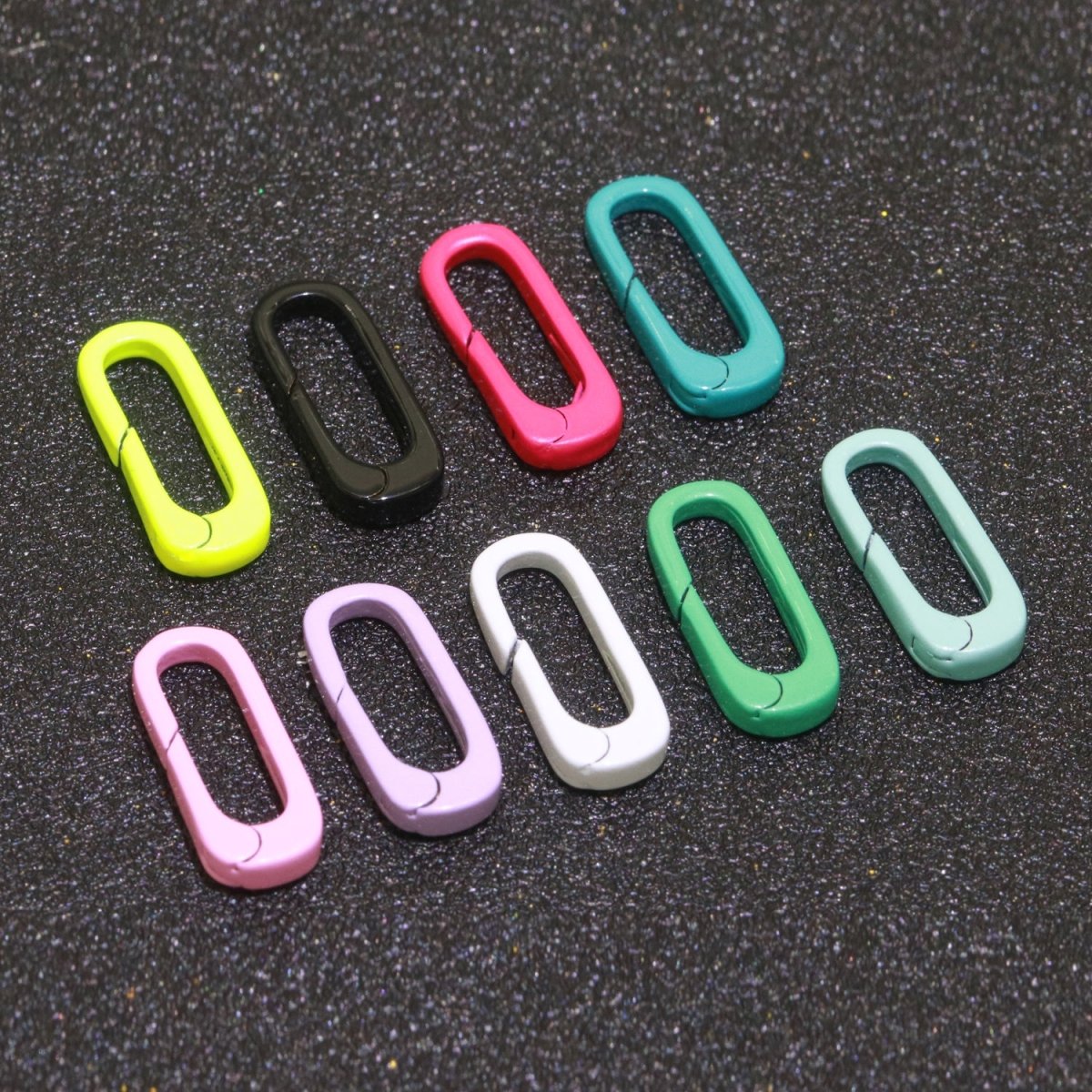 Dainty Enamel Spring Gate Ring, Push Gate ring, 18.5mm Oval Ring, Charm Holder Pink Green Red Clasp for Link Connector Clasp L-419~L-427