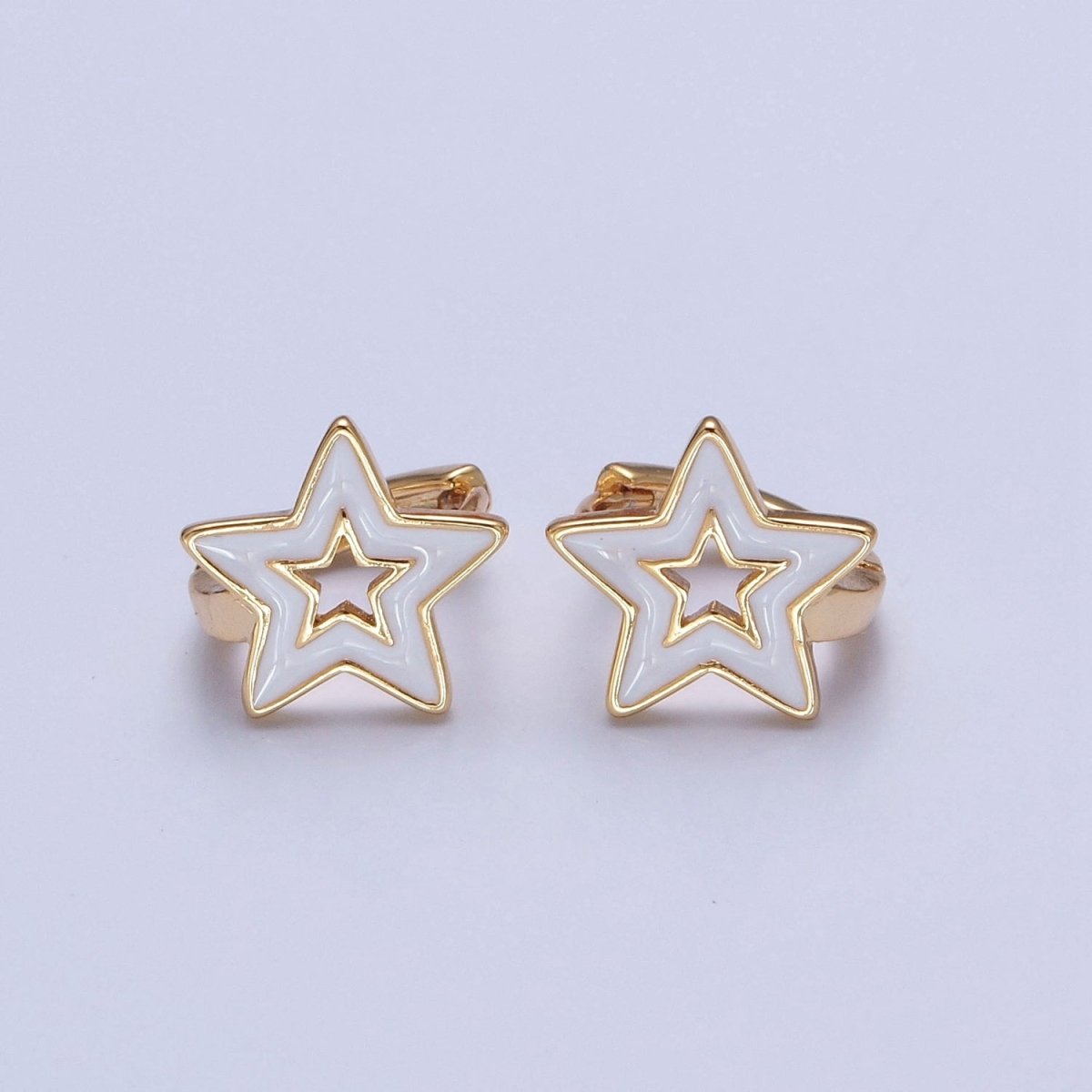 OS Dainty Enamel Star Huggie Earring Red Black White Star Earring T-442 ~ T-444