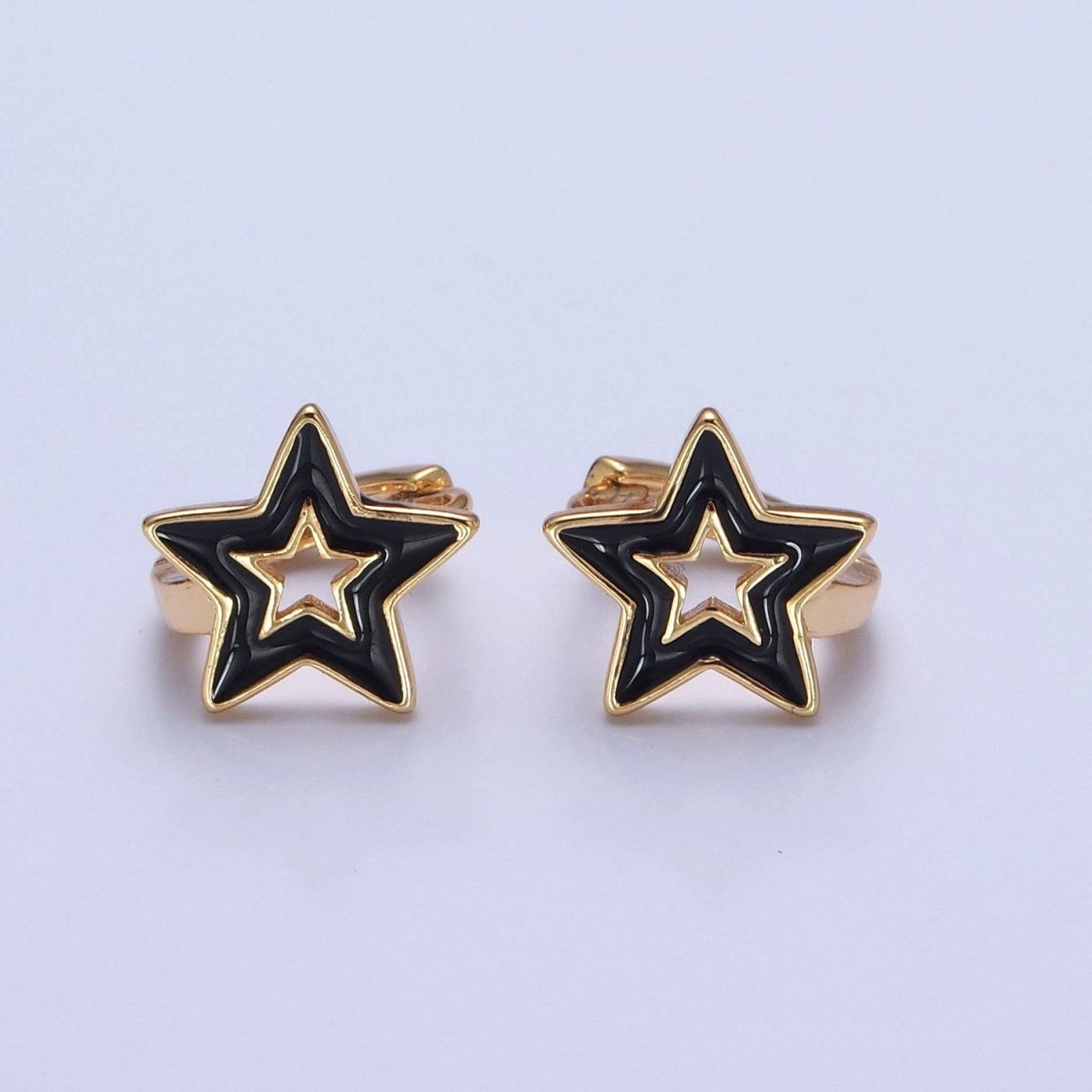 OS Dainty Enamel Star Huggie Earring Red Black White Star Earring T-442 ~ T-444