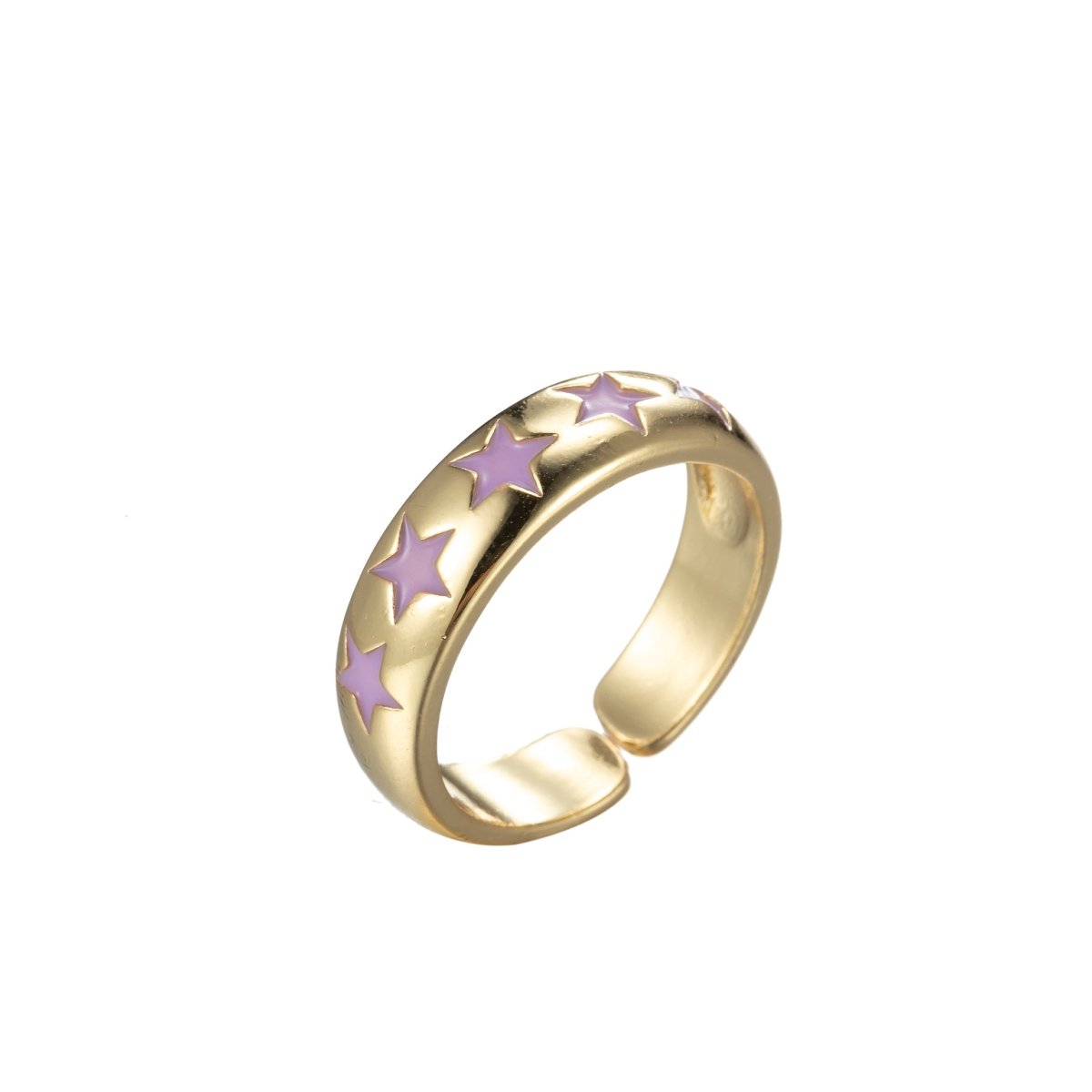 Dainty Enamel Star Ring Open Adjustable Gold Filled Stackable Celestial Ring