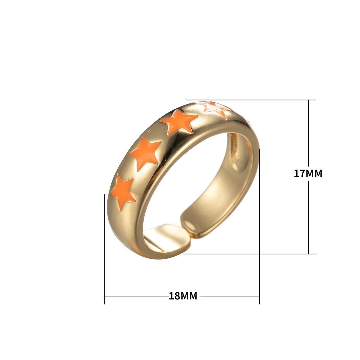 Dainty Enamel Star Ring Open Adjustable Gold Filled Stackable Celestial Ring