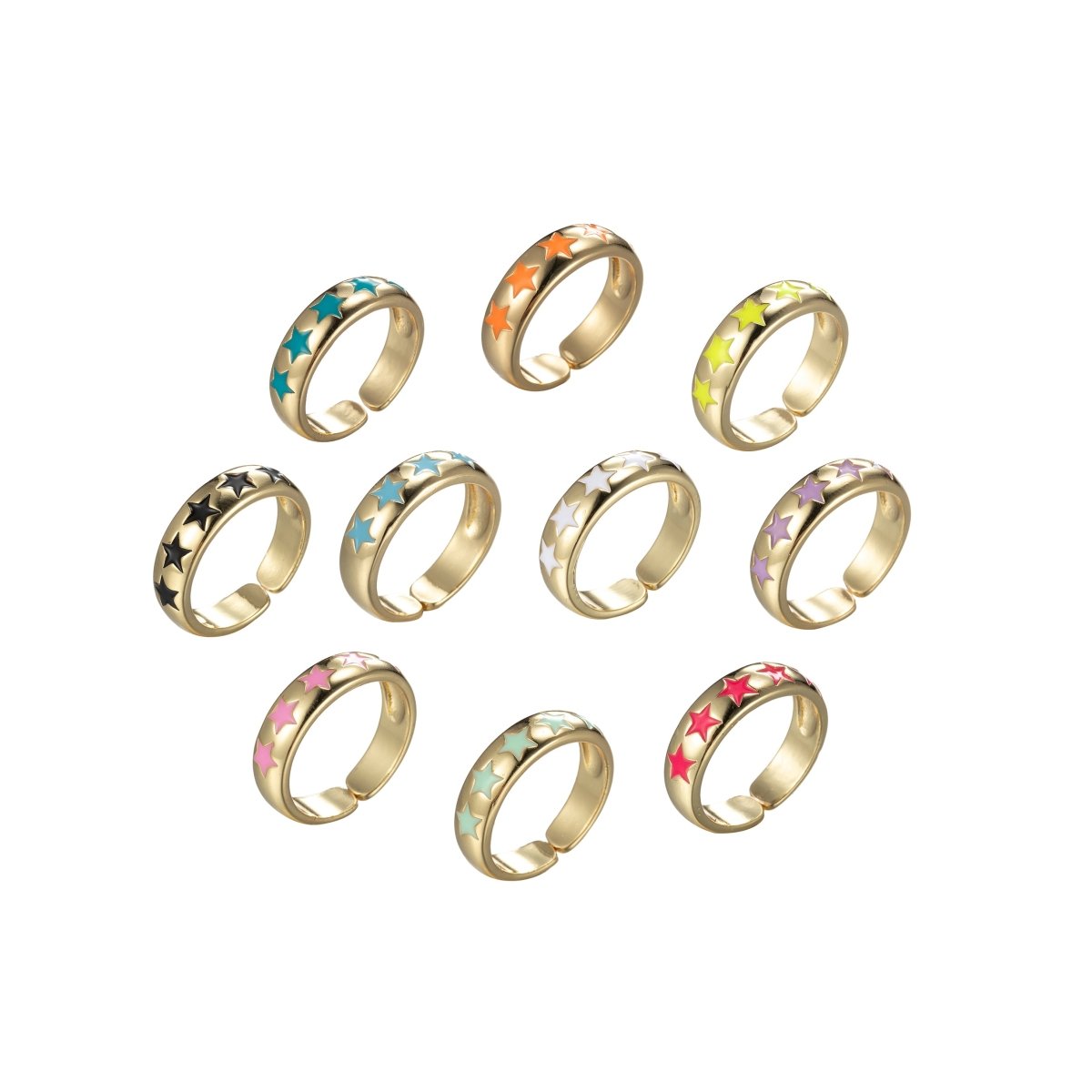 Dainty Enamel Star Ring Open Adjustable Gold Filled Stackable Celestial Ring
