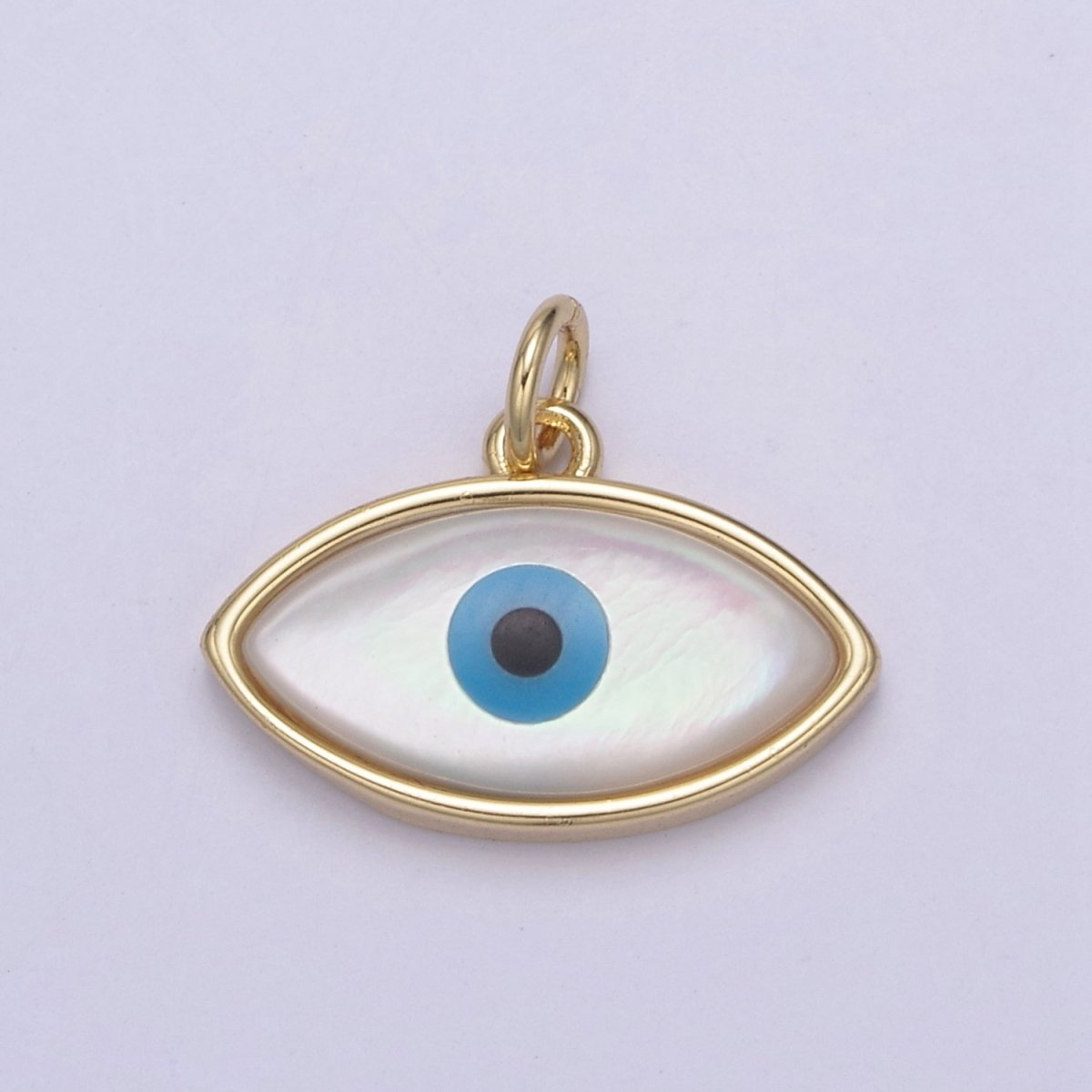 Dainty Evil Eye Charm 14K Gold Filled Shell Pearl Evil Eye Pendant for Add on Charm N-818