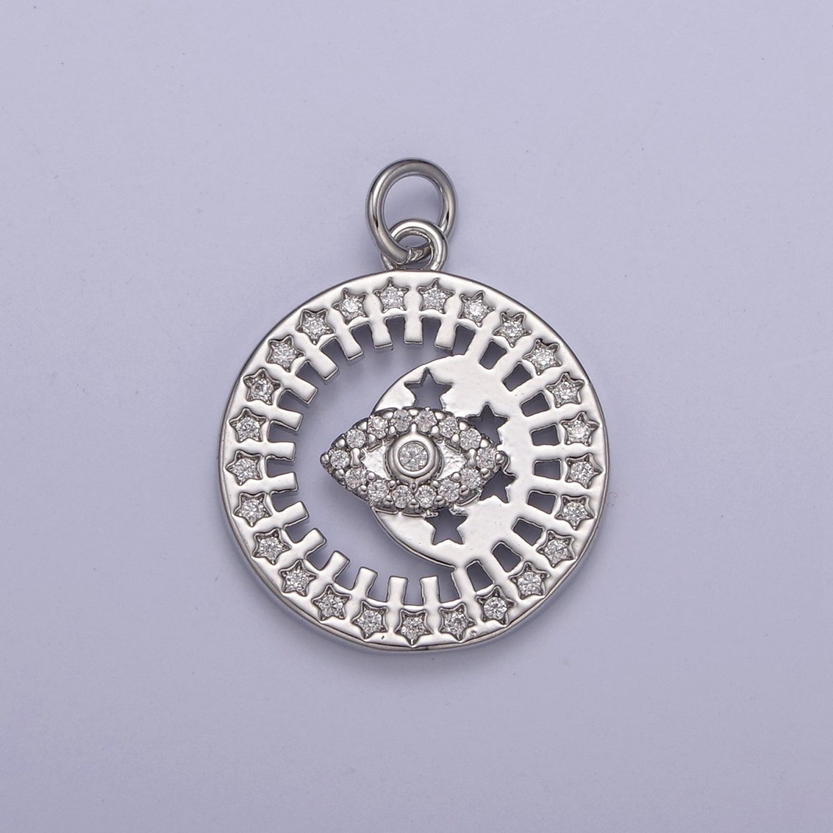 Dainty Evil Eye Charm Coin Round Medallion Add on Charm for Necklace Bracelet Supply N-671 N-672