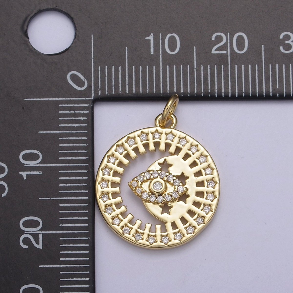 Dainty Evil Eye Charm Coin Round Medallion Add on Charm for Necklace Bracelet Supply N-671 N-672
