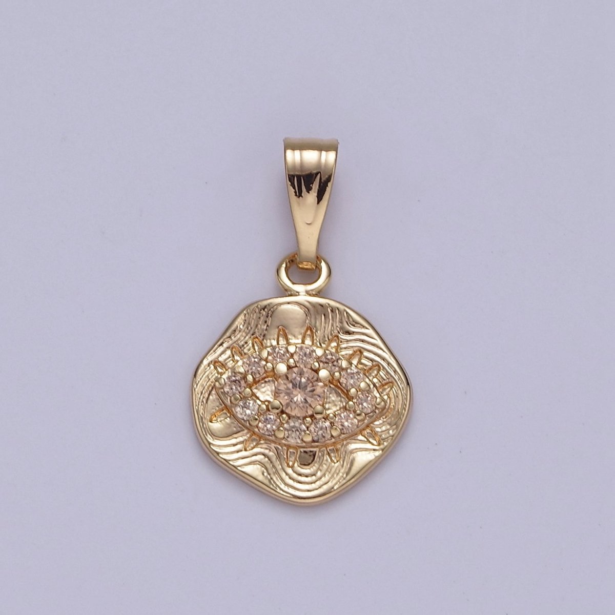 Dainty Evil Eye Charm with Orange / Topaz Cubic Zirconia Pendant J-425 J-426