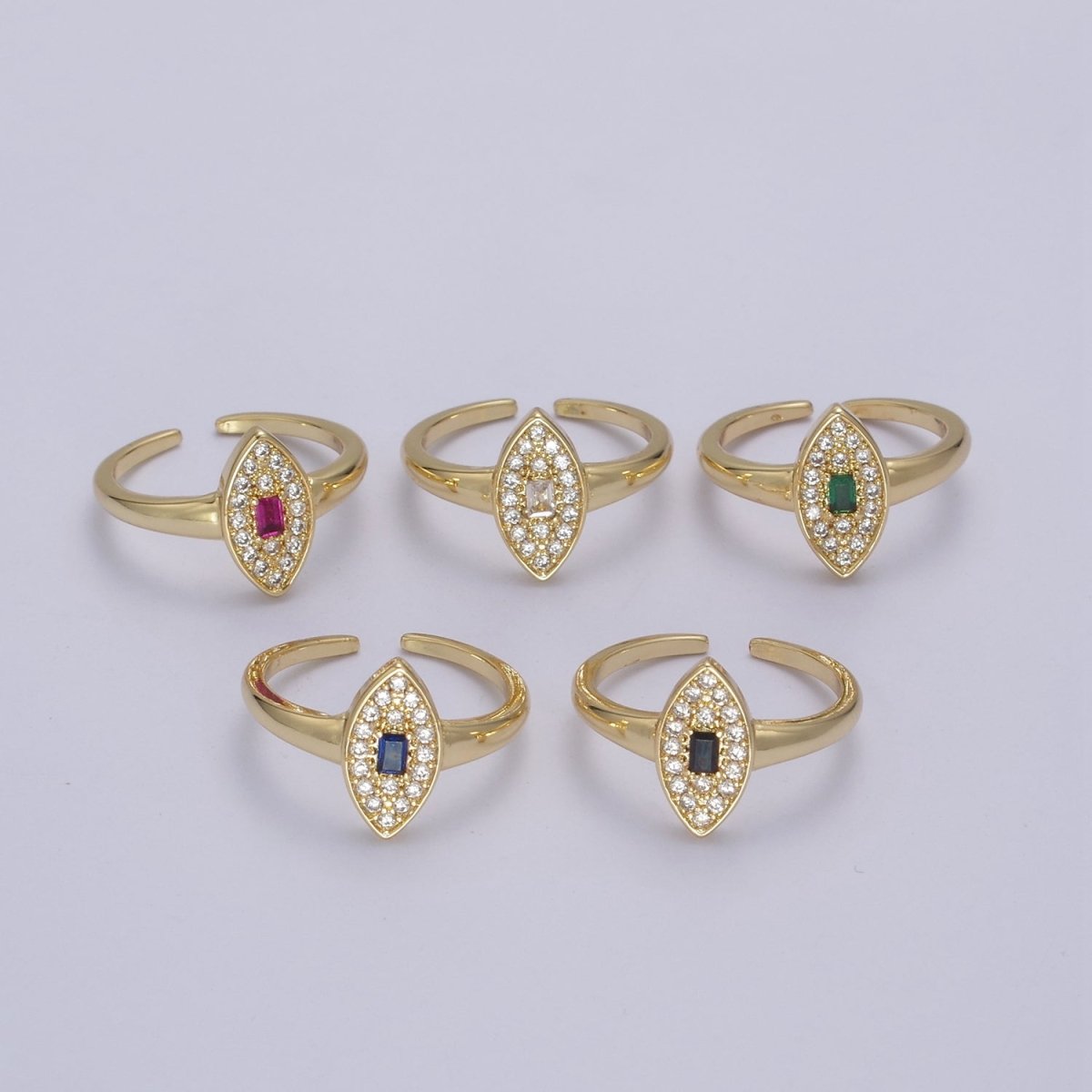 Dainty Evil Eye Cz Ring Minimalist Jewelry Gold Filled Open Adjustable Ring U-276 ~ U-280