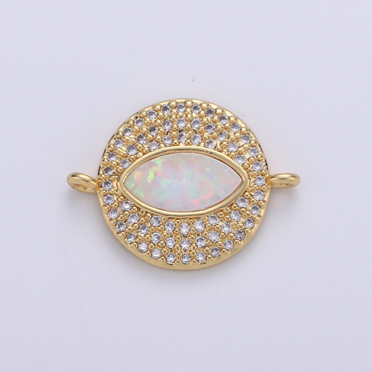 Dainty Evil eye Opal, Blue Evil Eye Charm Connector with Cubic Pendant, Micro Pave Evil Eye Bracelet Connector 14k Gold Filled Finding F-475 - F-477