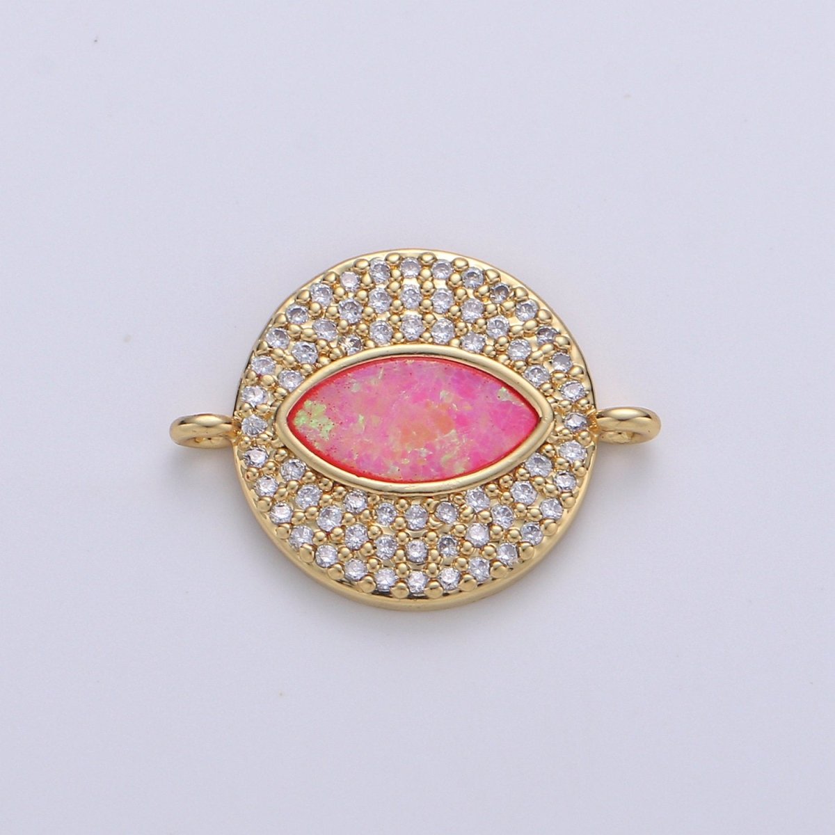 Dainty Evil eye Opal, Blue Evil Eye Charm Connector with Cubic Pendant, Micro Pave Evil Eye Bracelet Connector 14k Gold Filled Finding F-475 - F-477