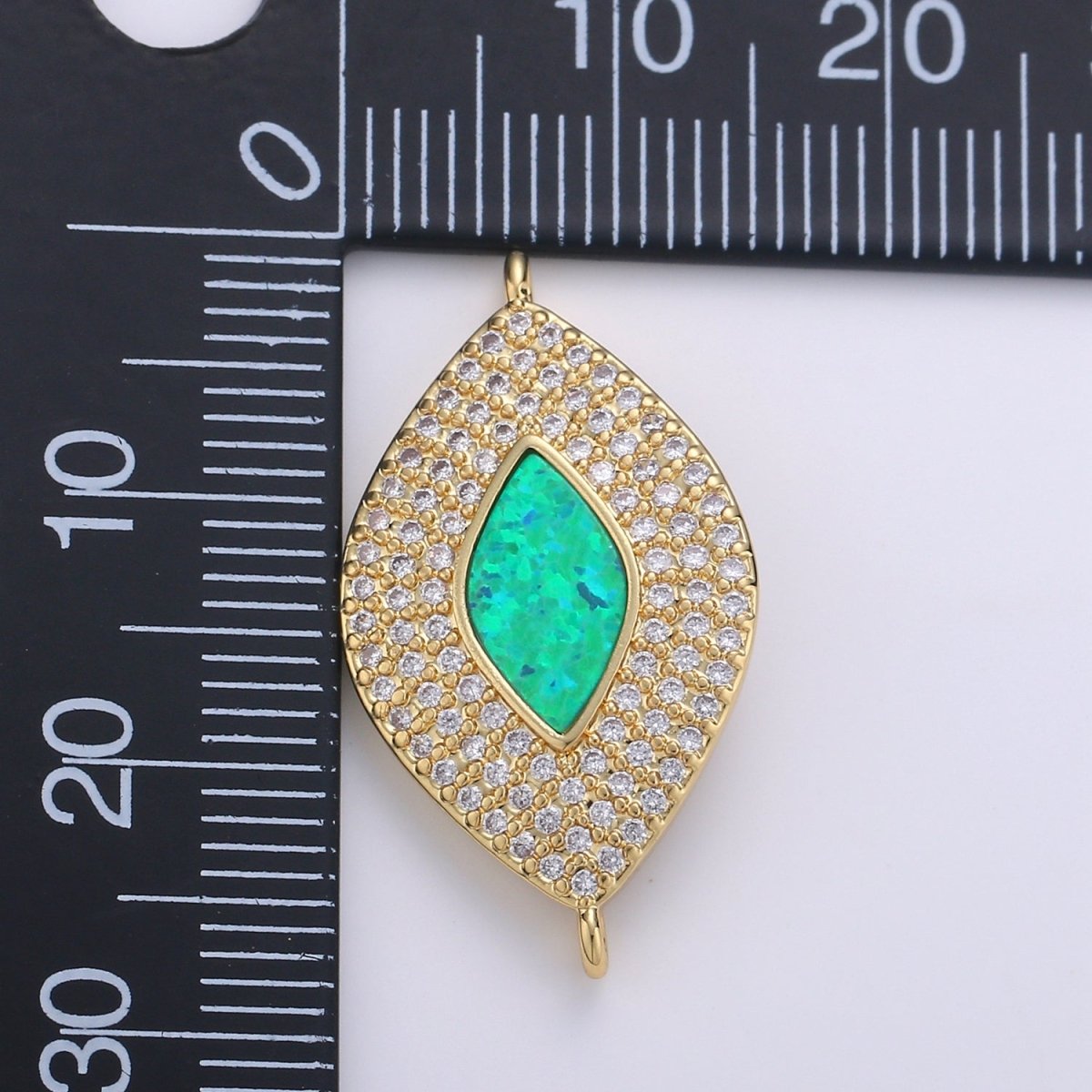 Dainty Evil Eye Opal, Blue Evil Eye Charm CONNECTOR with Cubic Pendant, Micro Pave Evil Eye Bracelet Connector F-487 F-490
