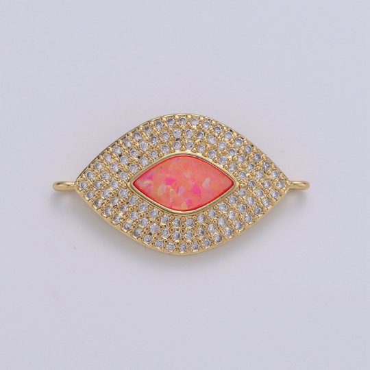 Dainty Evil Eye Opal, Blue Evil Eye Charm CONNECTOR with Cubic Pendant, Micro Pave Evil Eye Bracelet Connector F-487 F-490
