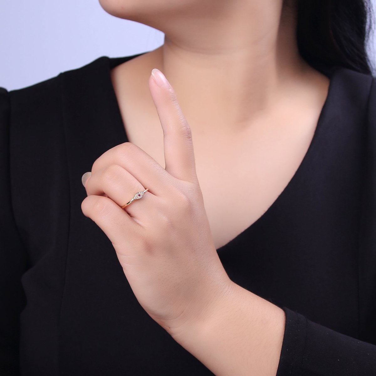 Dainty Evil Eye Stacking Ring, Gold Minimalist Ring, Simple cz Ring, Gold Filled Ring, Thin Ring, Delicate Ring, Gift for her U-325, U327