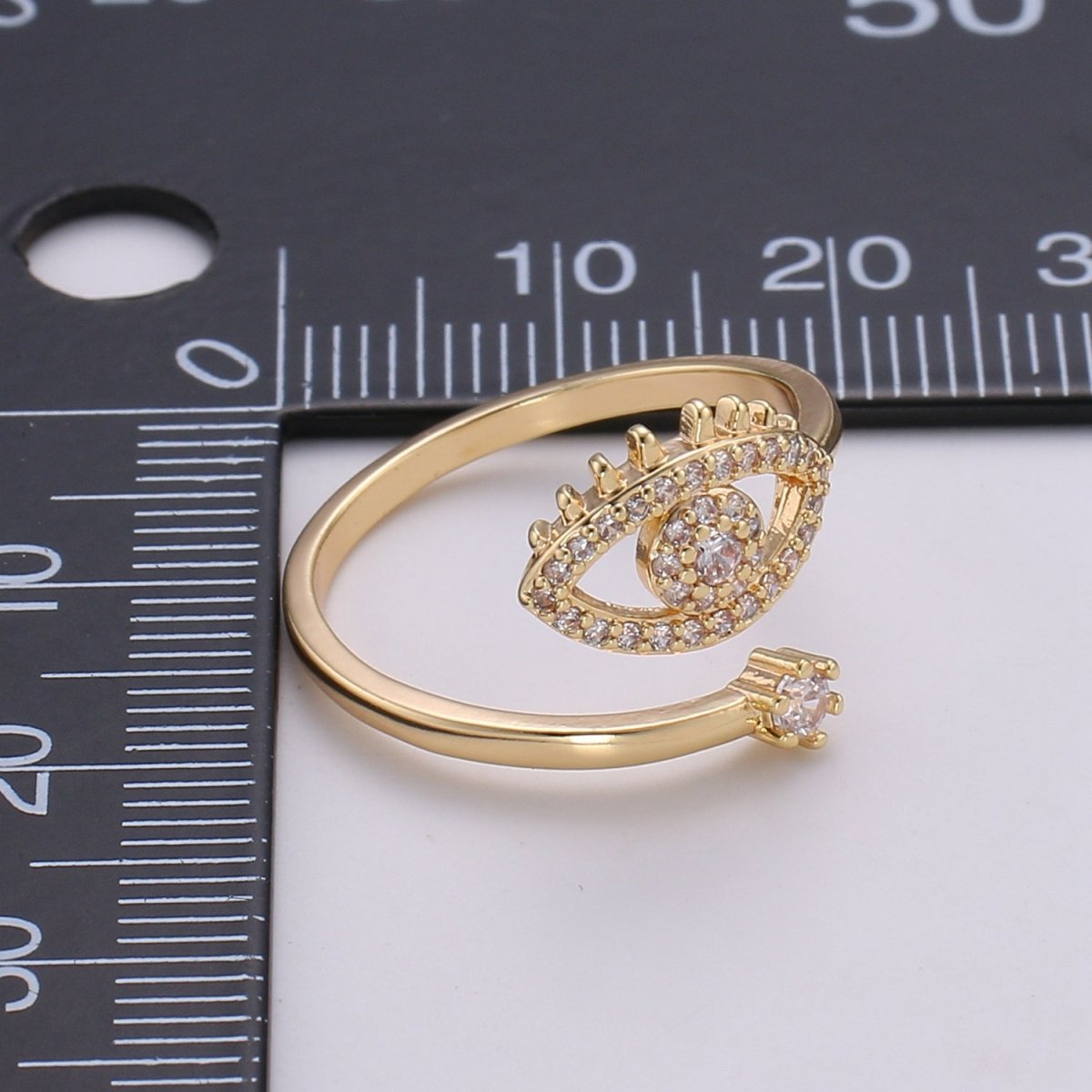 Dainty Evil Eye Stacking Ring, Gold Minimalist Ring, Simple Cz Ring, Gold Ring, Thin Delicate Ring, Valentine Gift for her Ring-191