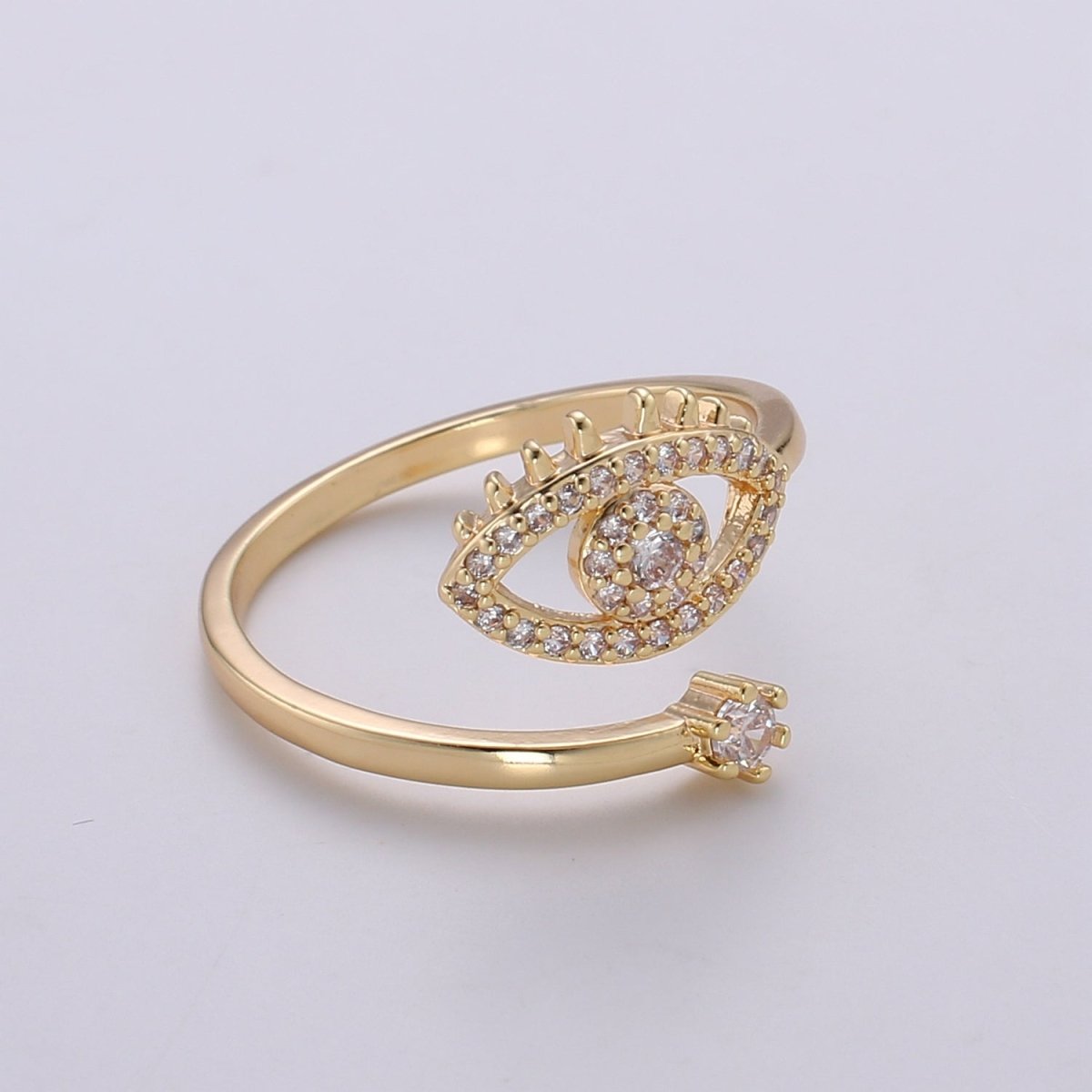 Dainty Evil Eye Stacking Ring, Gold Minimalist Ring, Simple Cz Ring, Gold Ring, Thin Delicate Ring, Valentine Gift for her Ring-191